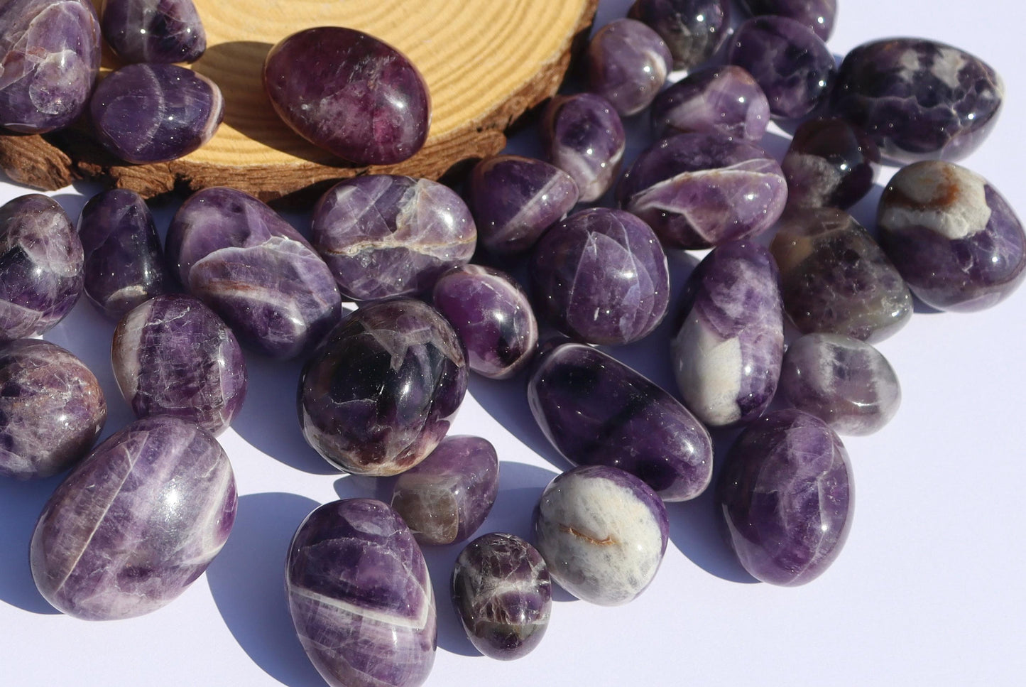 Chevron Amethyst Tumbled Stones