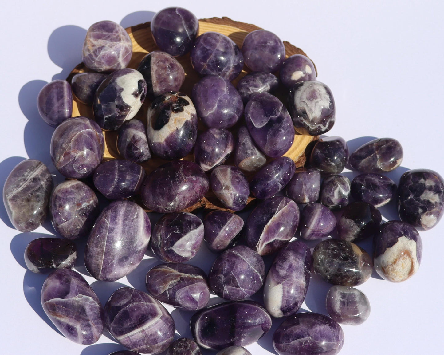 Chevron Amethyst Tumbled Stones