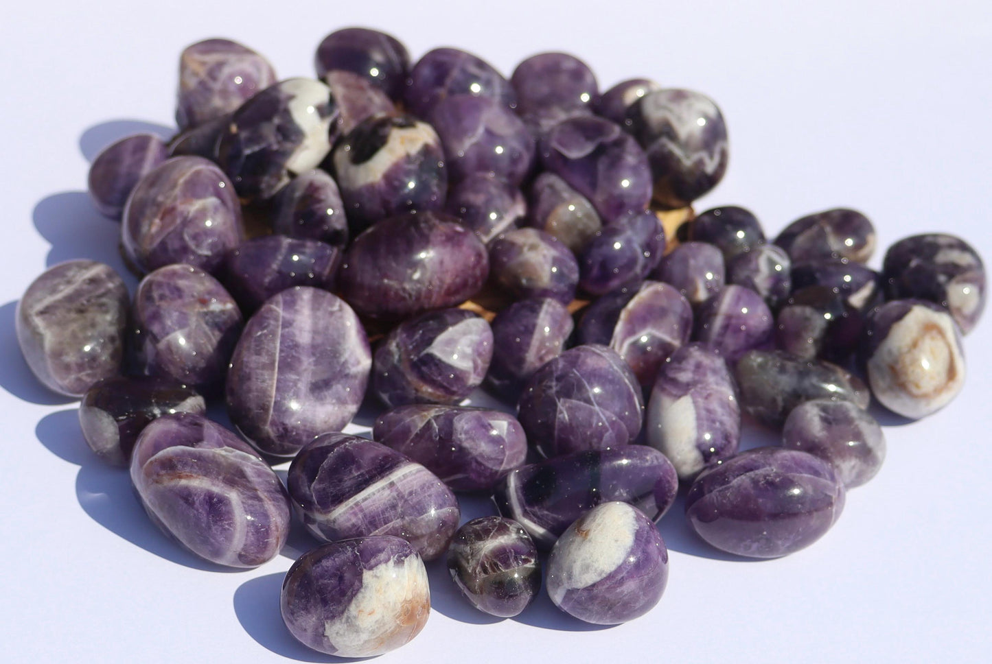 Chevron Amethyst Tumbled Stones