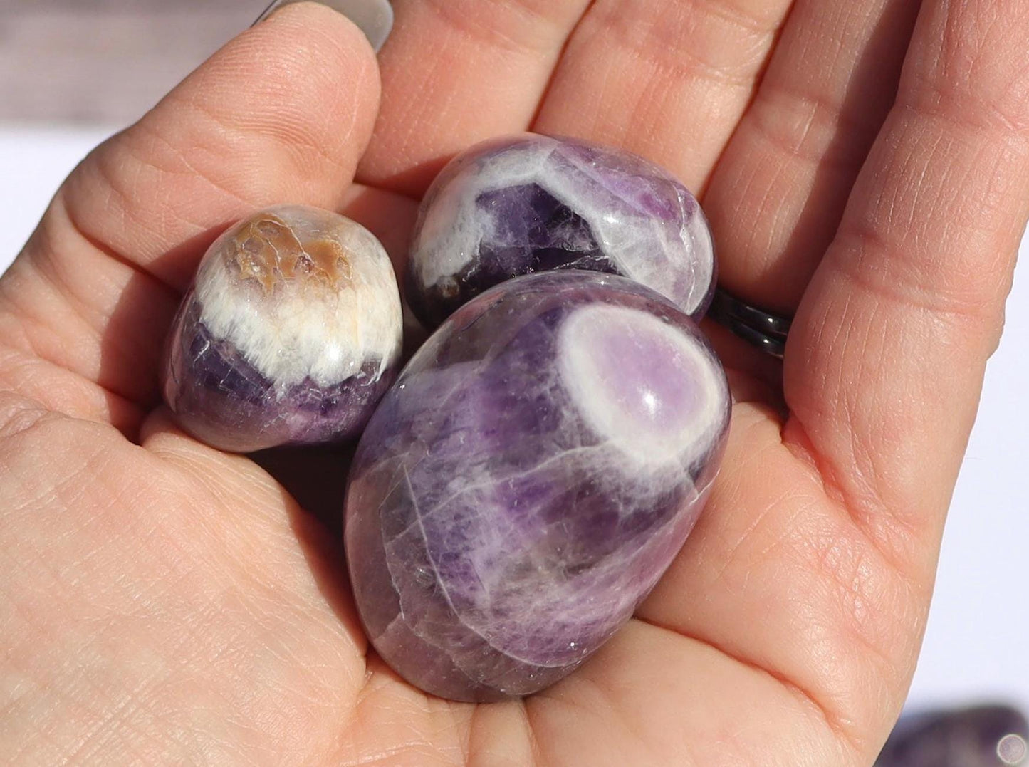 Chevron Amethyst Tumbled Stones