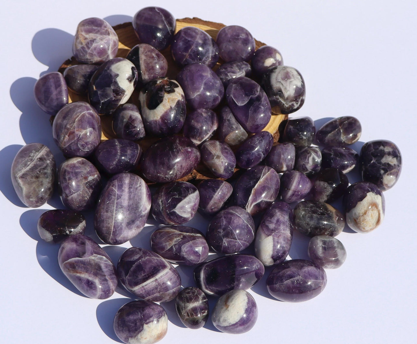 Chevron Amethyst Tumbled Stones