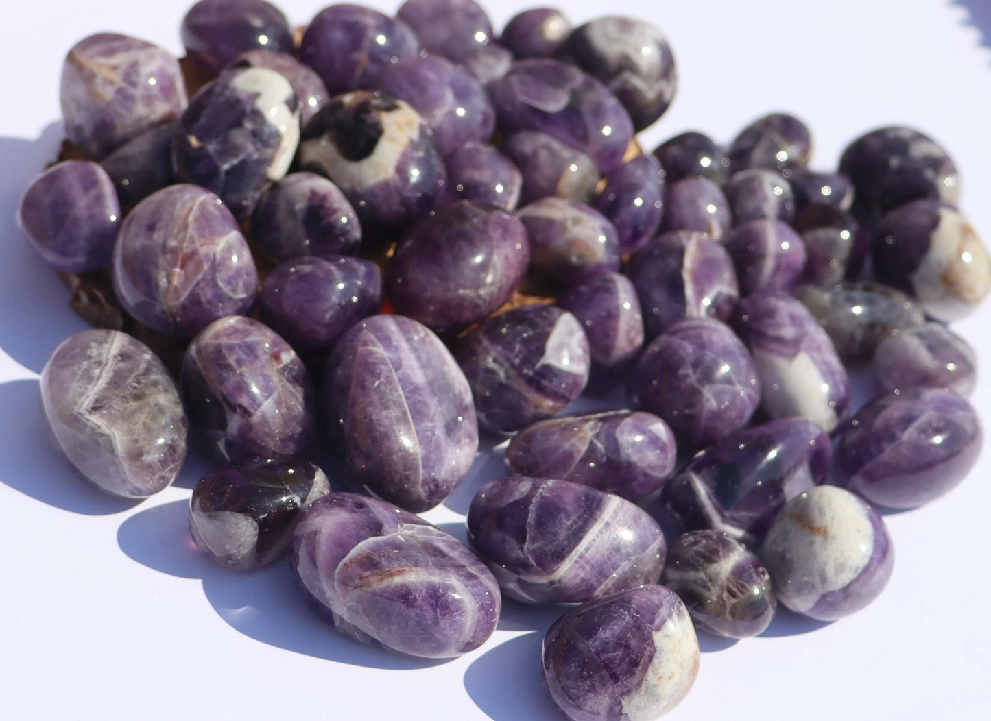 Chevron Amethyst Tumbled Stones