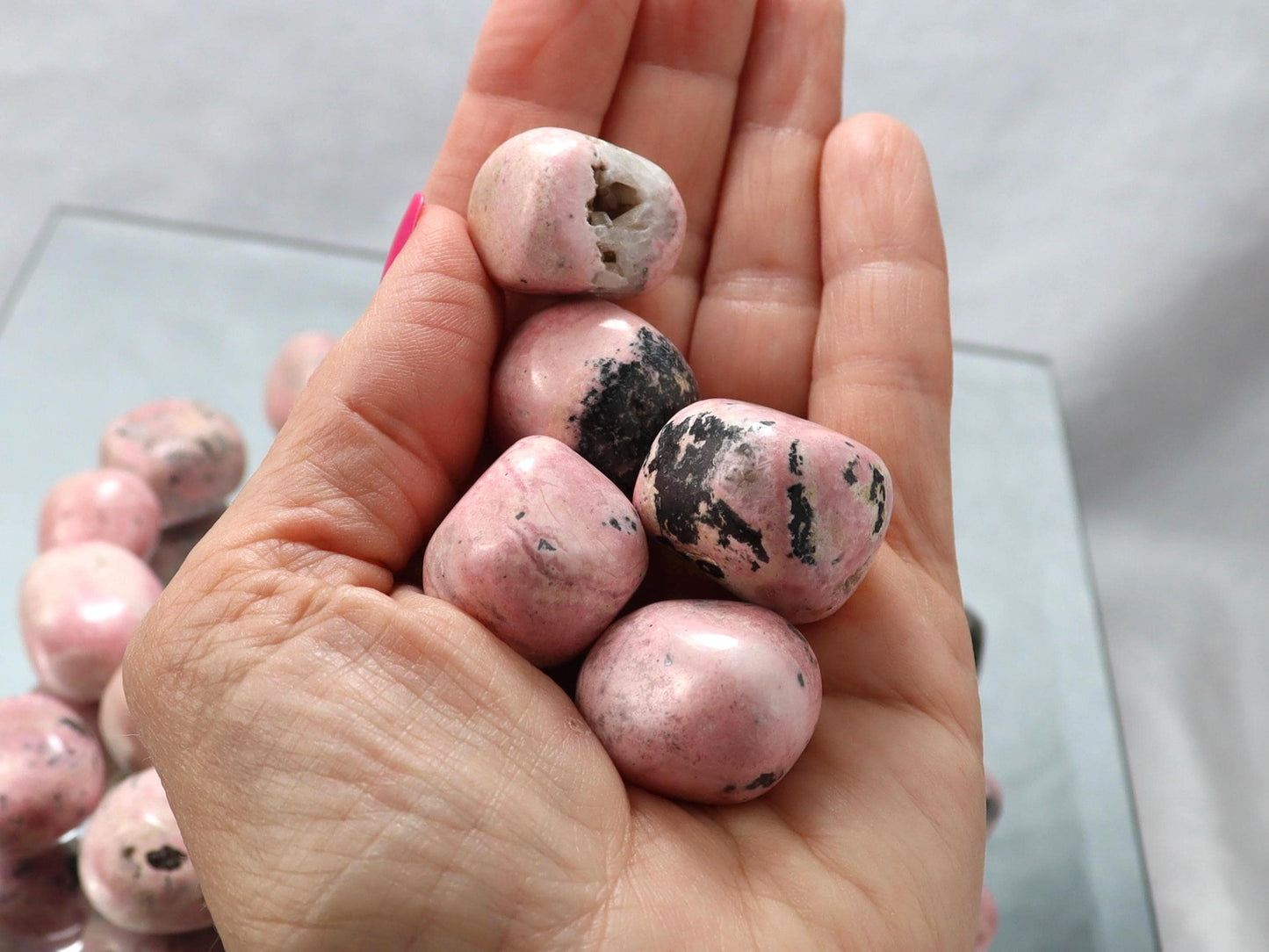 Rhodonite Tumbled Stones -  Heart Chakra Healing Crystal - Peruvian Rhodonite