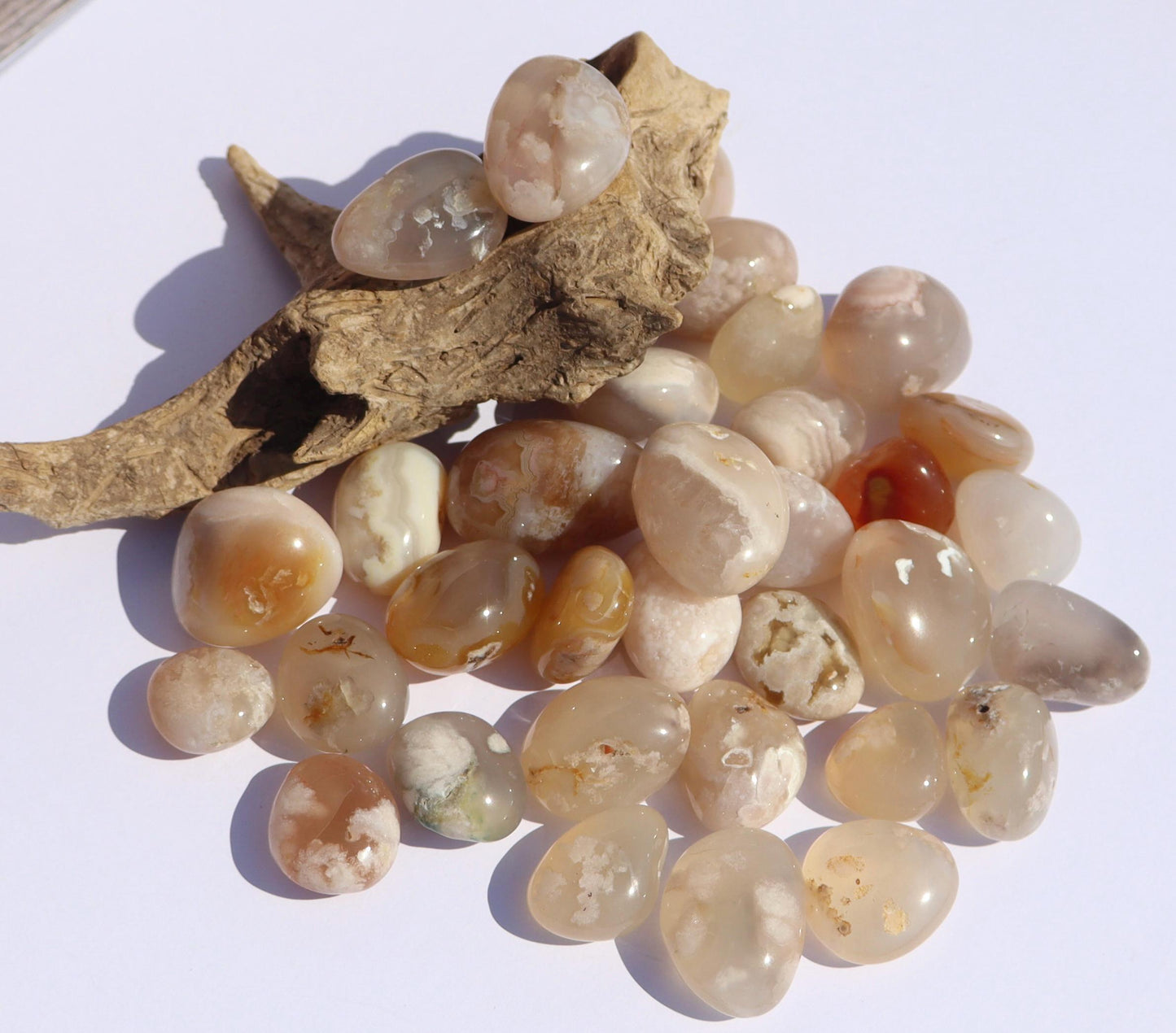 Flower Agate Tumbled Stones