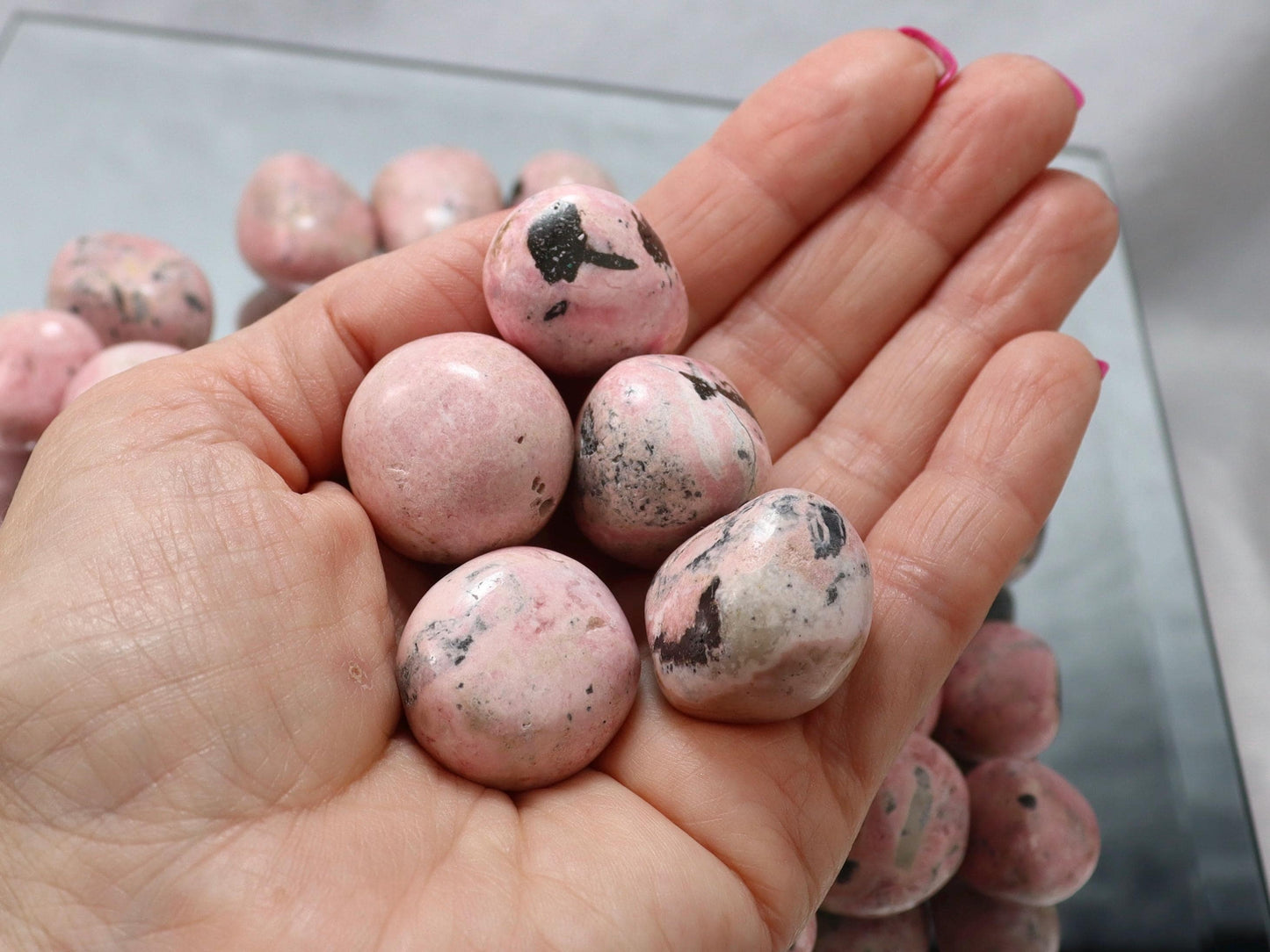 Rhodonite Tumbled Stones -  Heart Chakra Healing Crystal - Peruvian Rhodonite