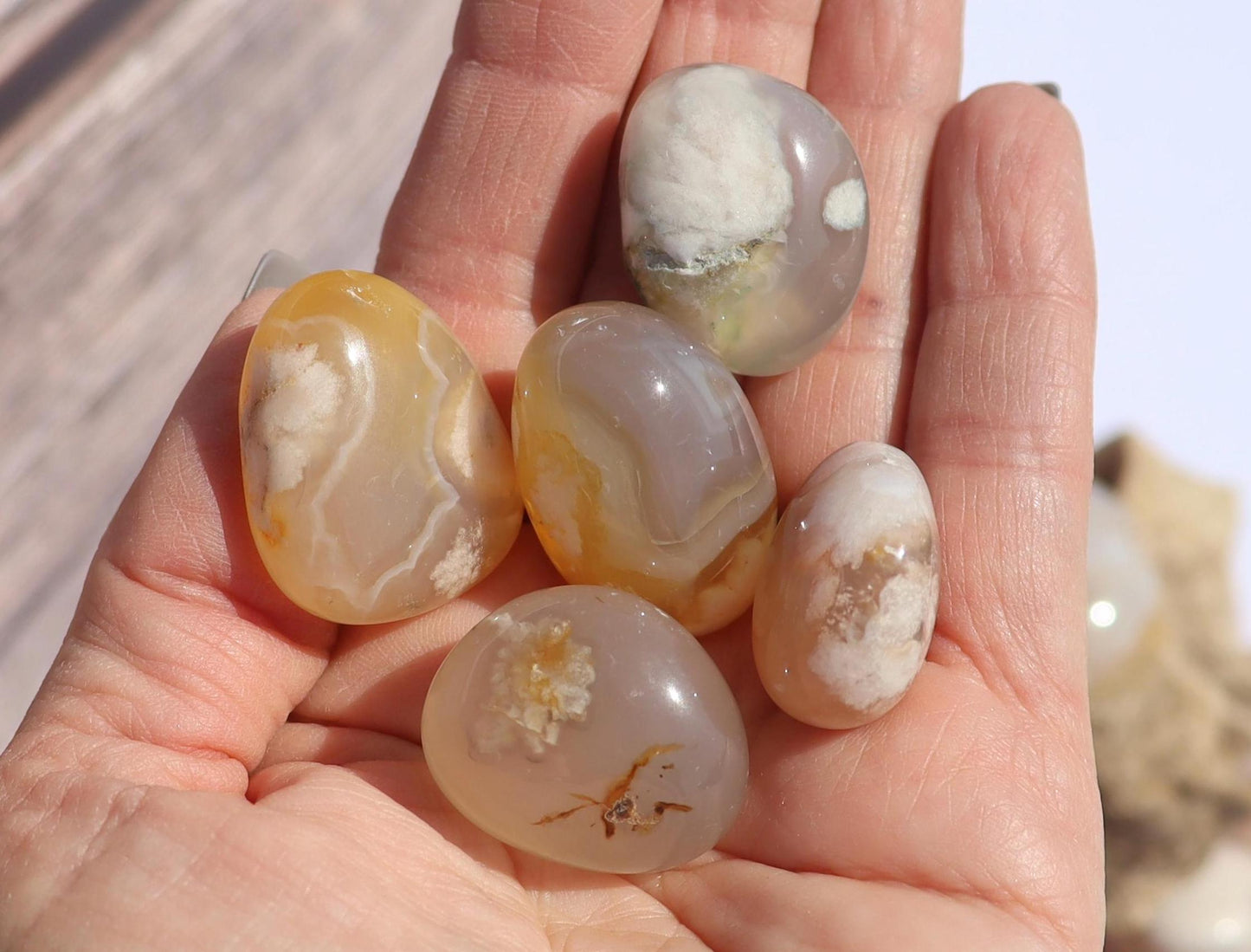 Flower Agate Tumbled Stones
