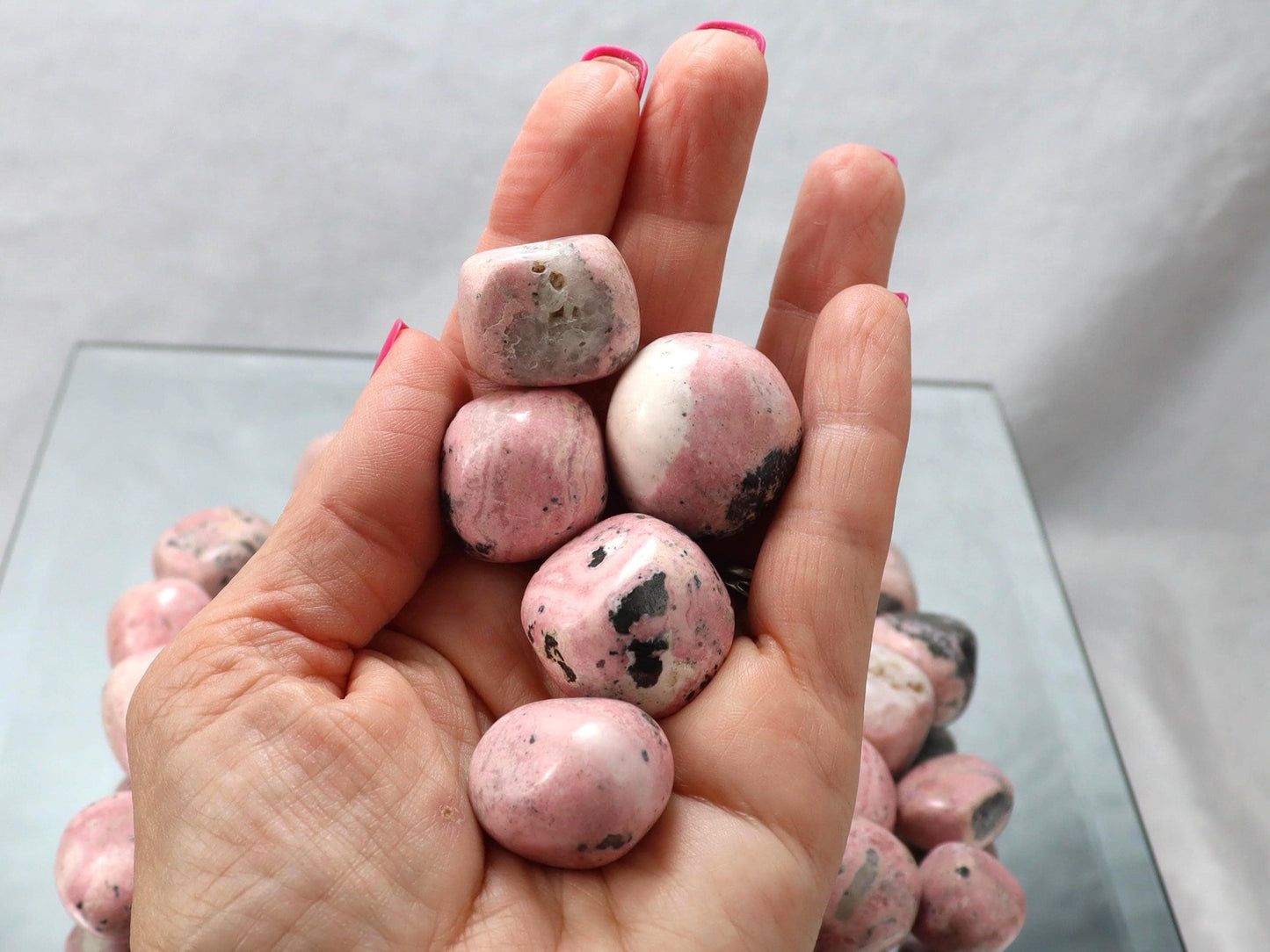 Rhodonite Tumbled Stones -  Heart Chakra Healing Crystal - Peruvian Rhodonite