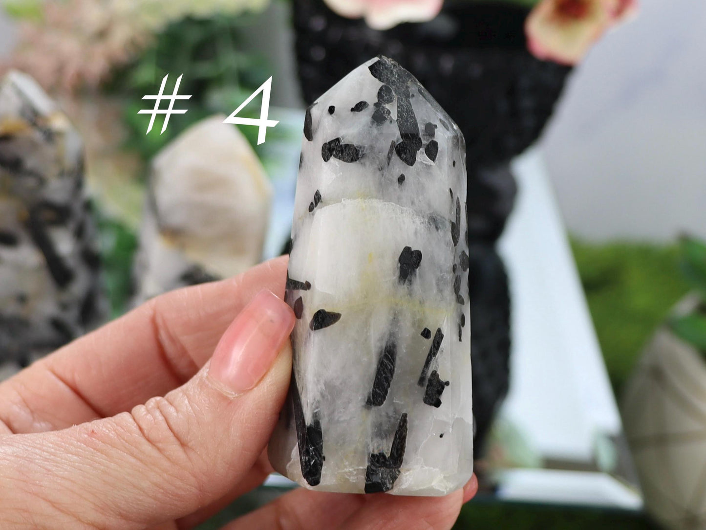 Tourmalinated Quartz Tower: Black Tourmaline Crystal Point, Grounding Gemstone
