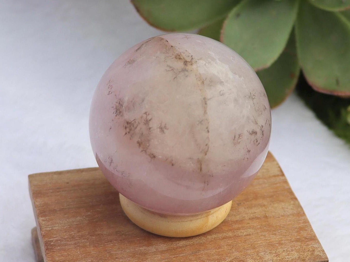 Purple Dendritic Fluorite Sphere: Polished Crystal Ball for Reiki