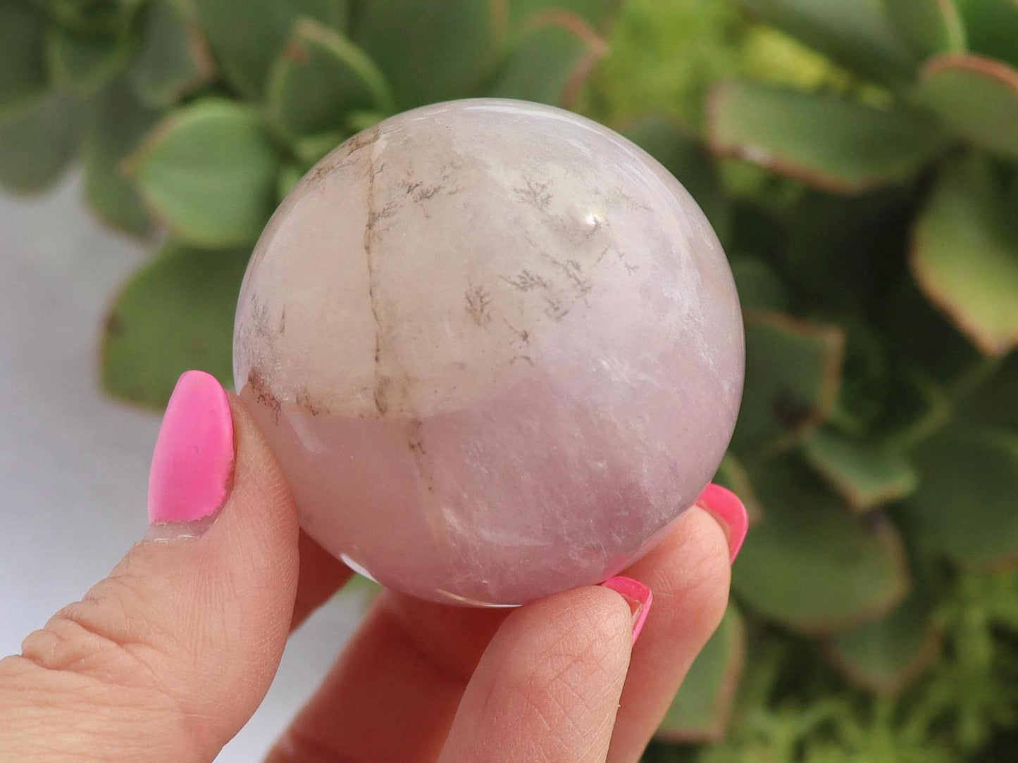 Purple Dendritic Fluorite Sphere: Polished Crystal Ball for Reiki