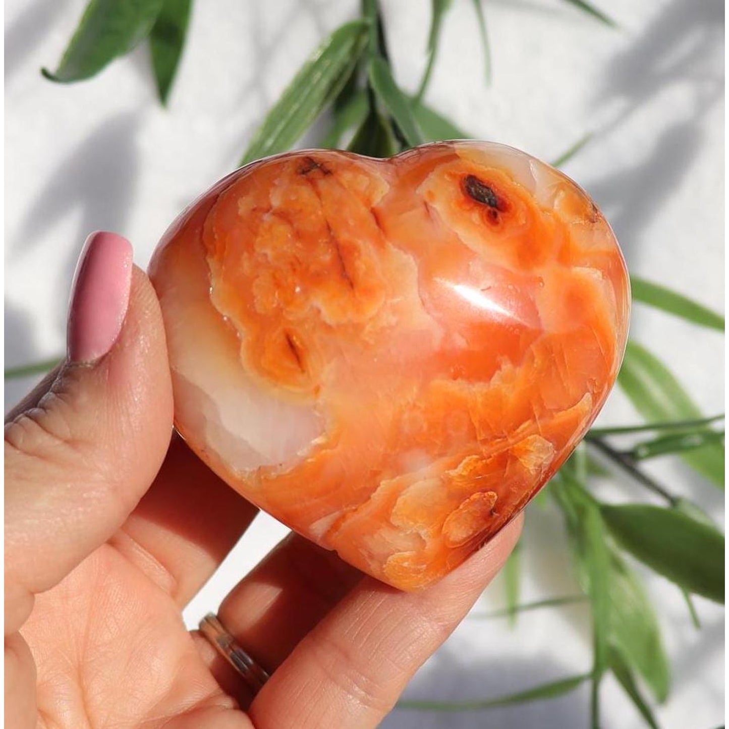 Carnelian Crystal Heart Carving from Madagascar