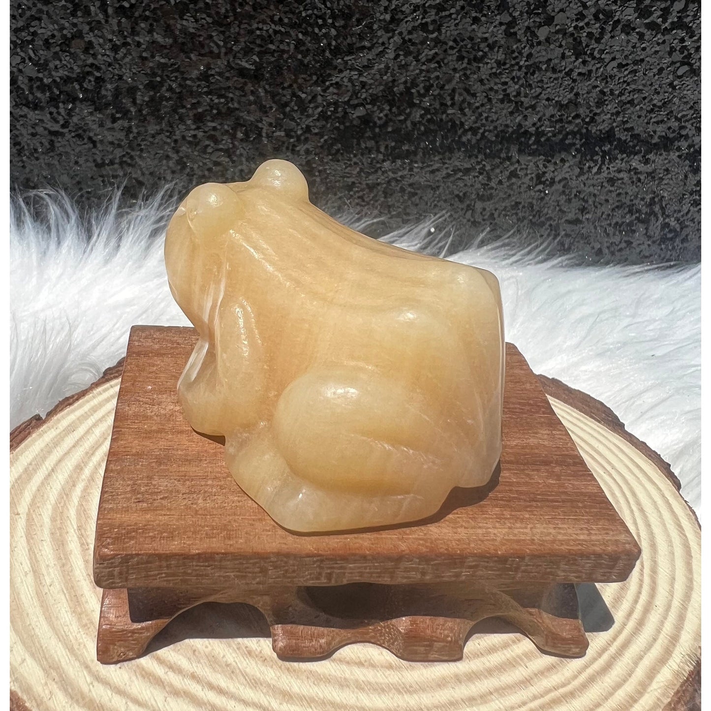 Orange Calcite Crystal Frog Carving