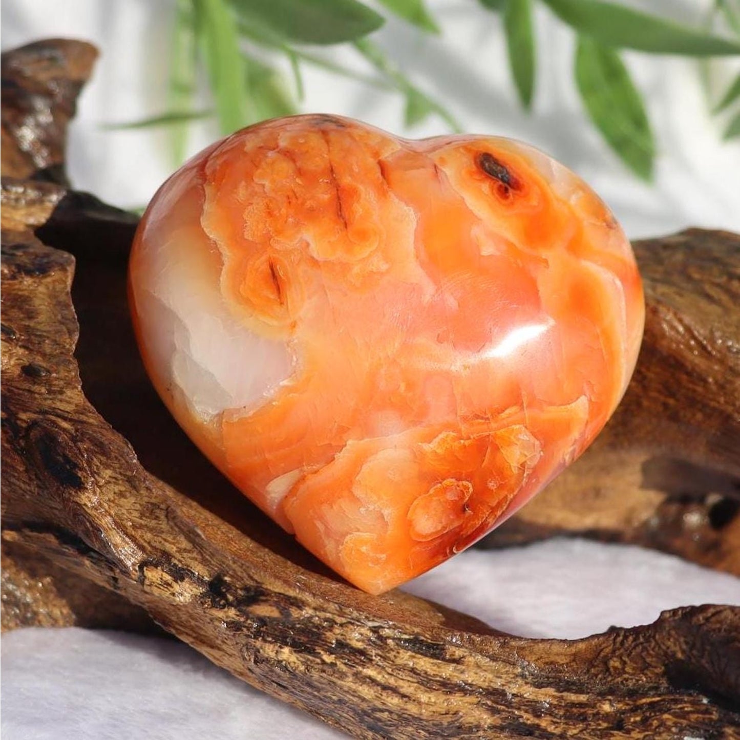 Carnelian Crystal Heart Carving from Madagascar