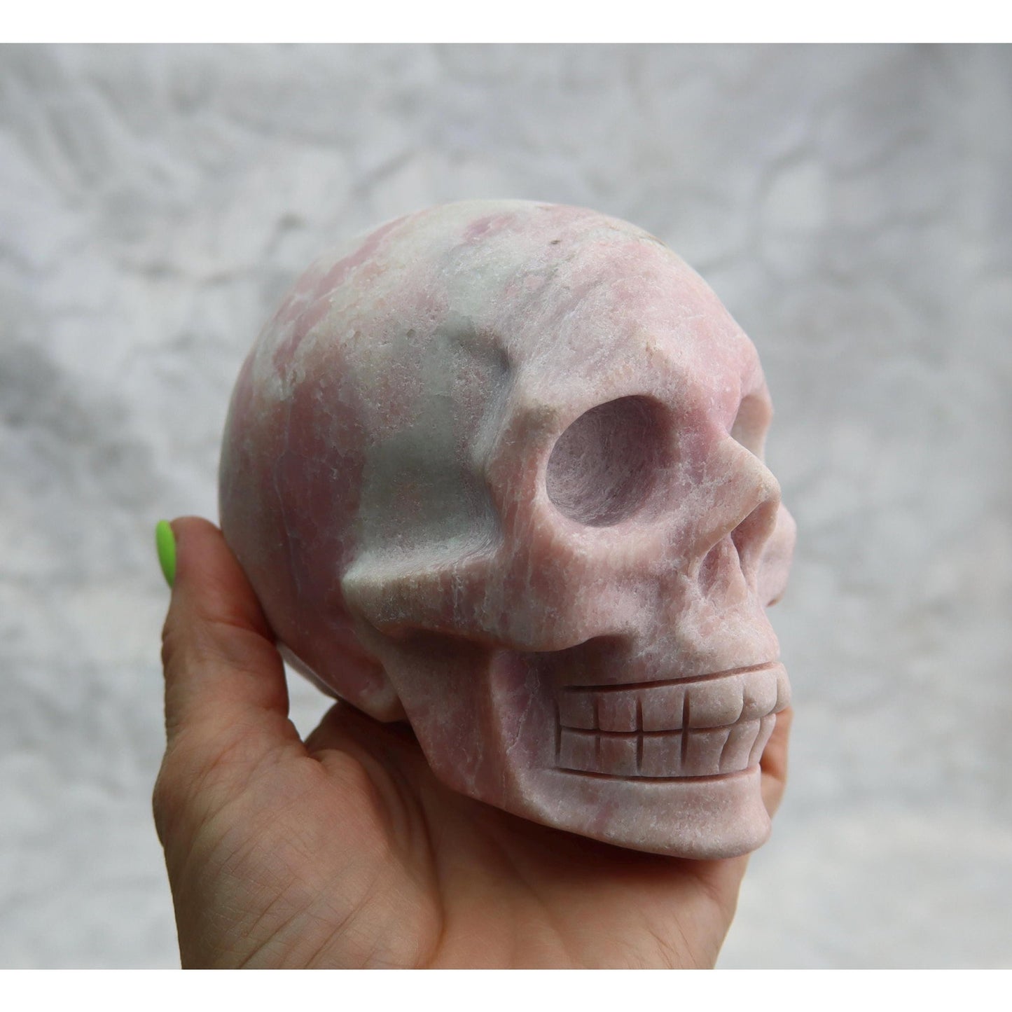 Pink Opal Skull Carving