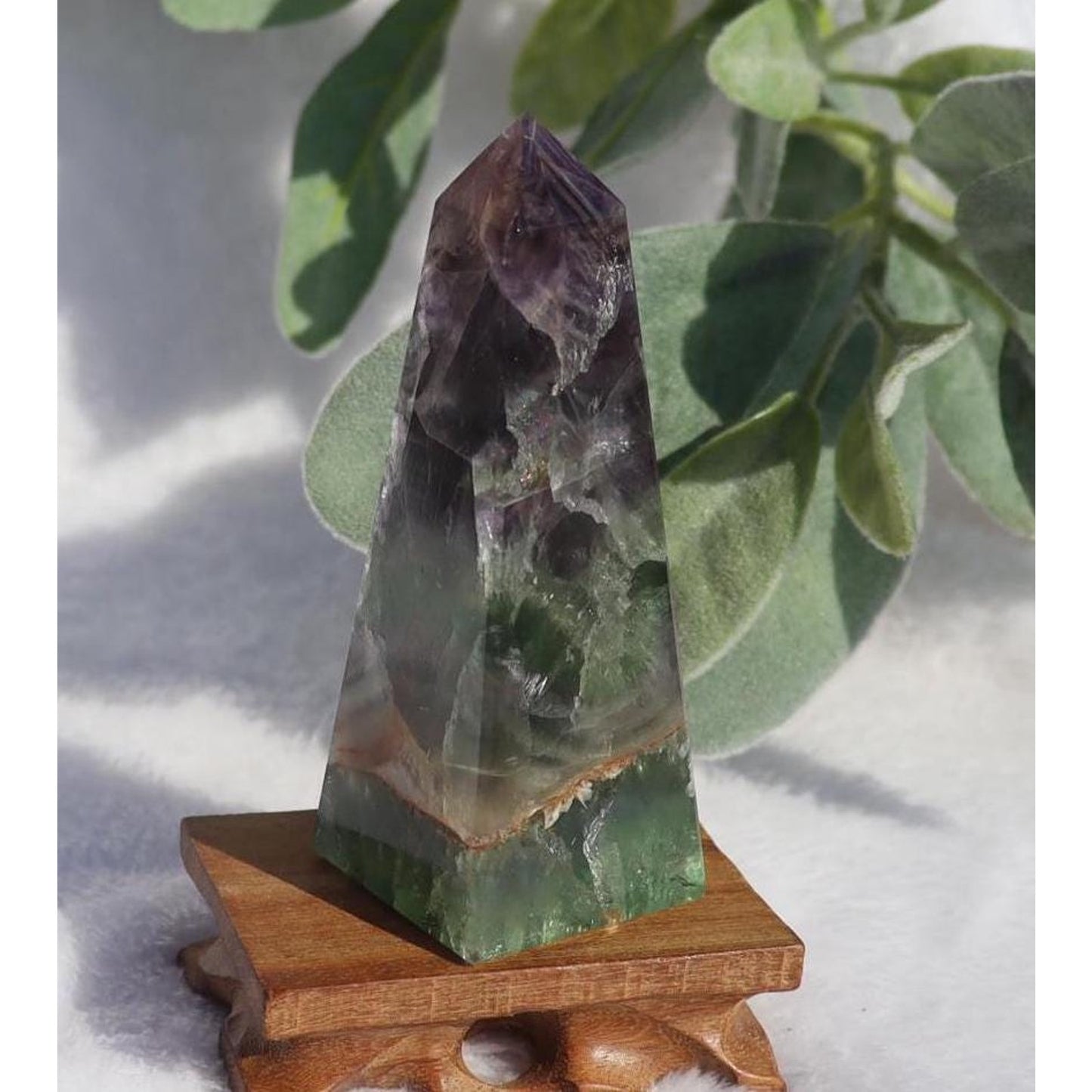 Green and Purple Fluorite Obelisk