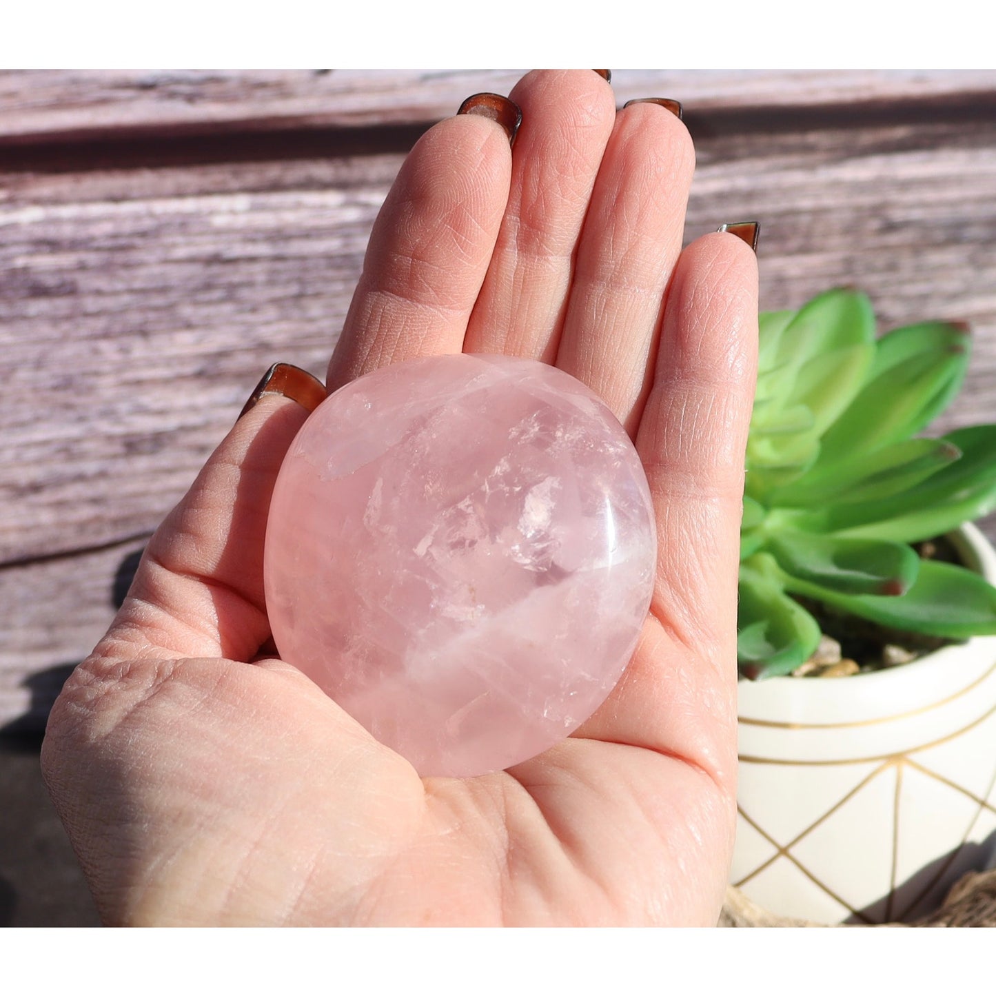 Rose Quartz Palm Stone, Heart Chakra