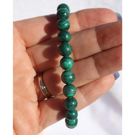 Malachite Beaded Stretch Bracelet 8mm