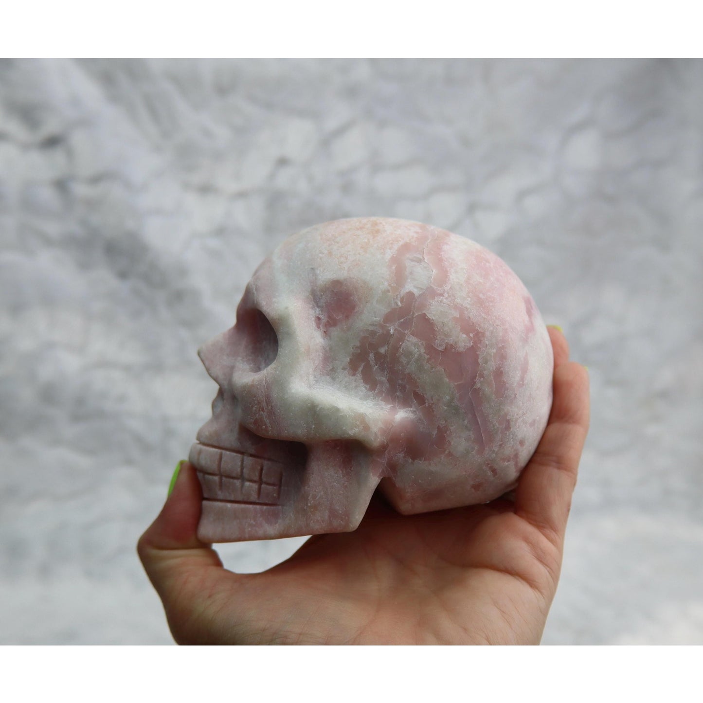 Pink Opal Skull Carving