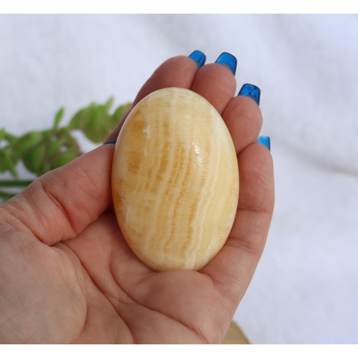 Orange Banded Calcite Palm Stone