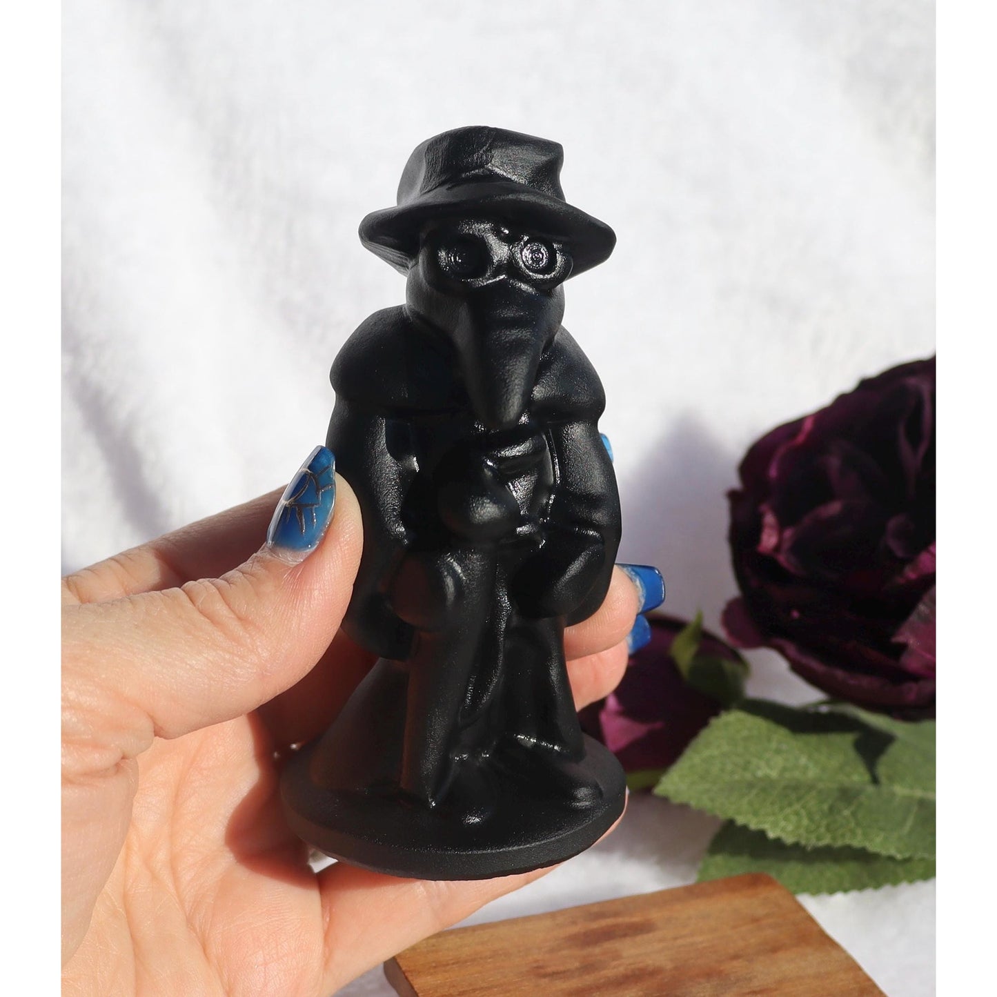 Obsidian Plague Doctor Carving