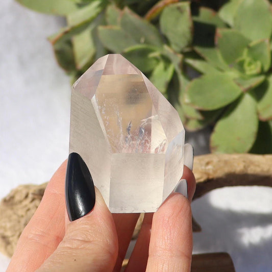 Lemurian Quartz Semi Polished Point Cut Base