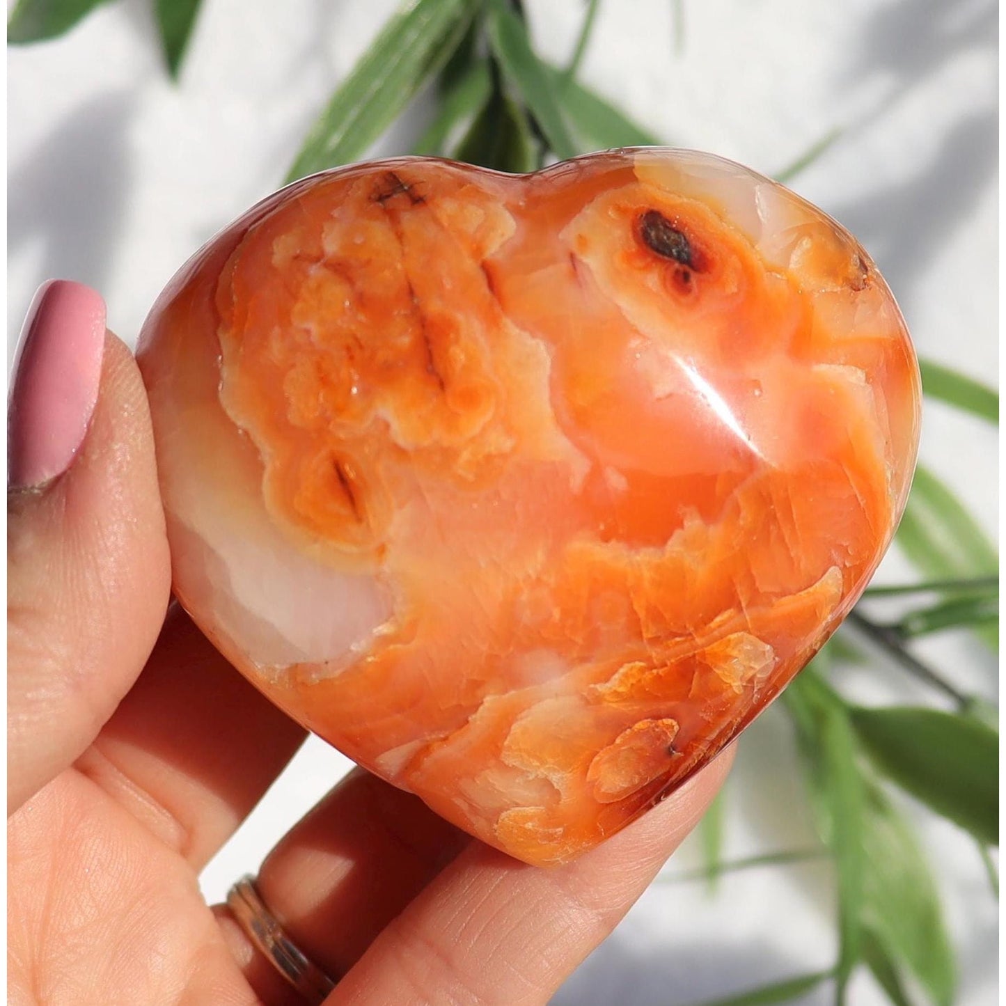 Carnelian Crystal Heart Carving from Madagascar