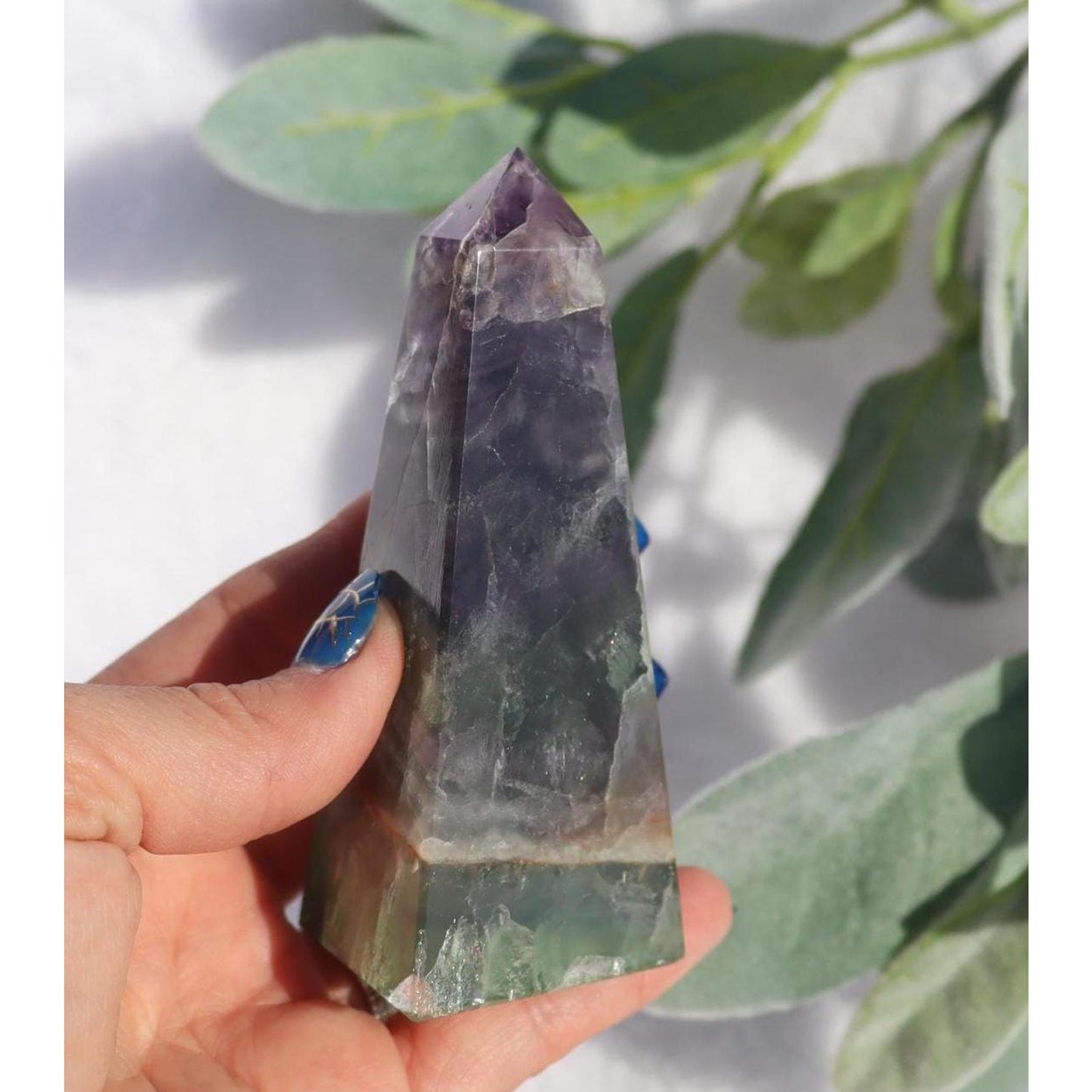 Green and Purple Fluorite Obelisk