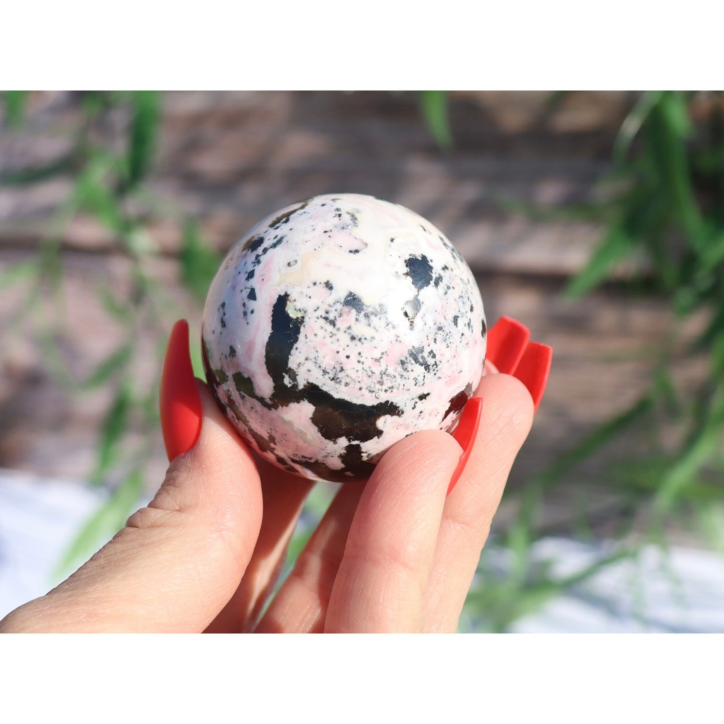 High Quality Rhodonite Sphere, Heart Chakra