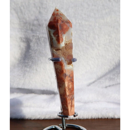 Cotton Candy Agate Wand with Stand - Pink Lace Agate