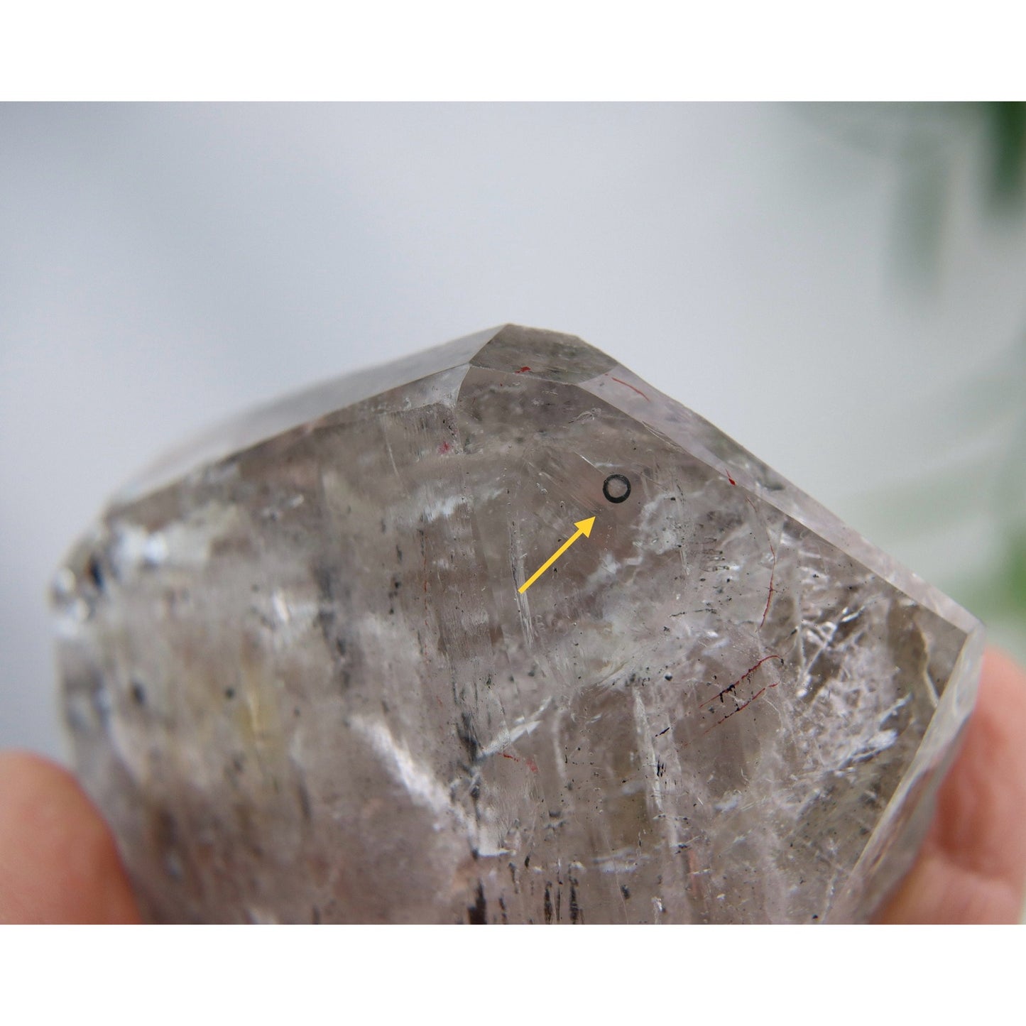 Enhydro Quartz Point 3 Moving Enhydros, Multiple Rainbows, Moving Carbon