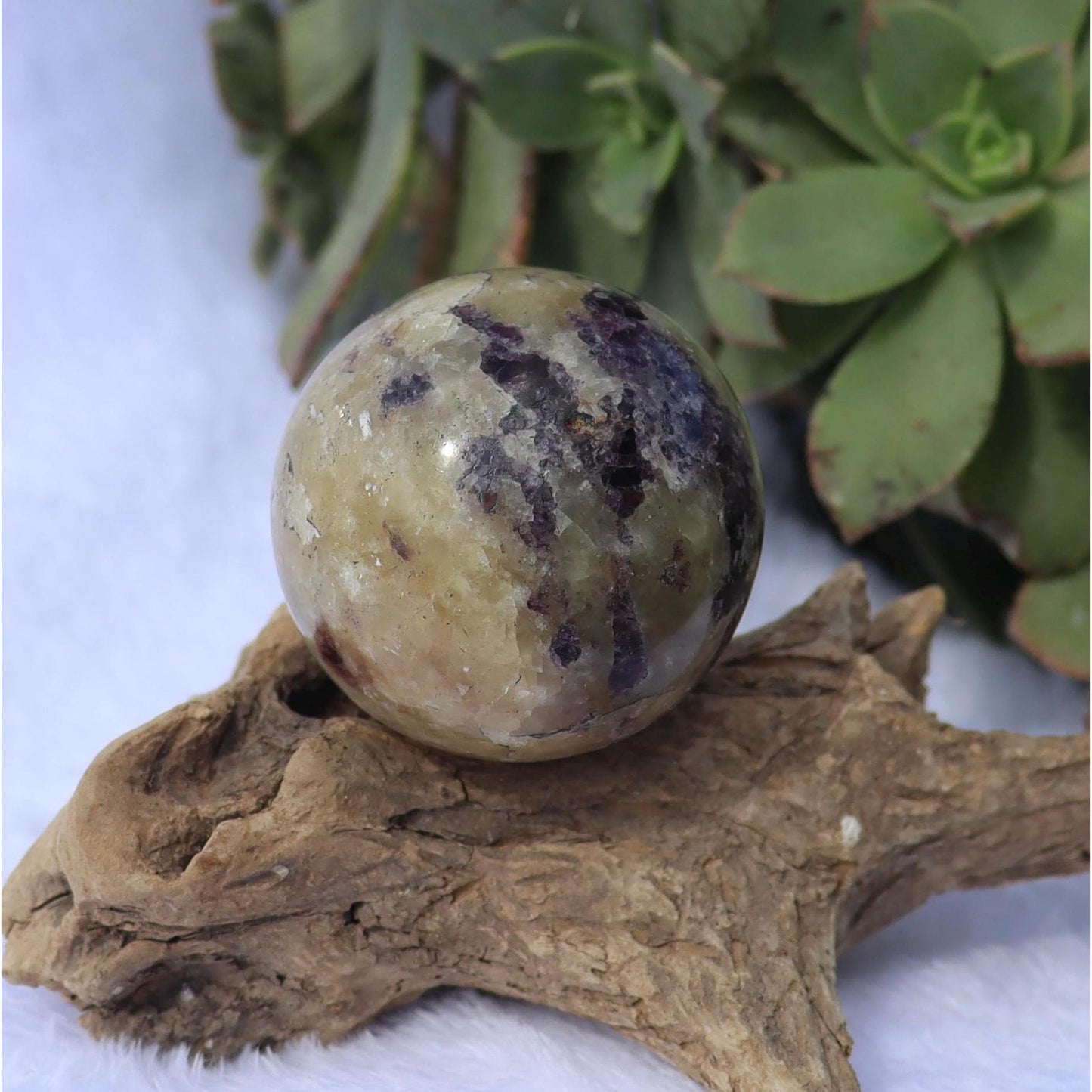 Purple Haze Sphere, Purple Fluorite in Yellow Calcite