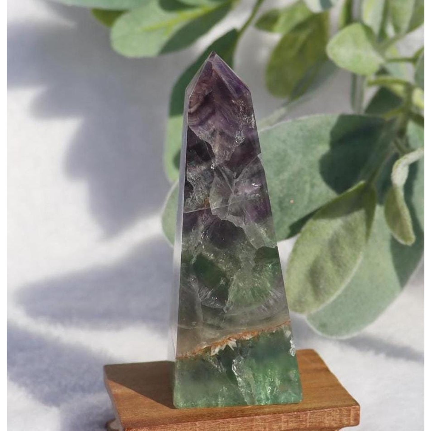 Green and Purple Fluorite Obelisk