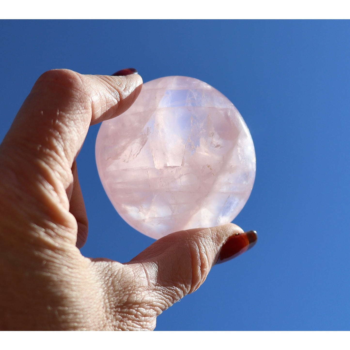 Rose Quartz Palm Stone, Heart Chakra