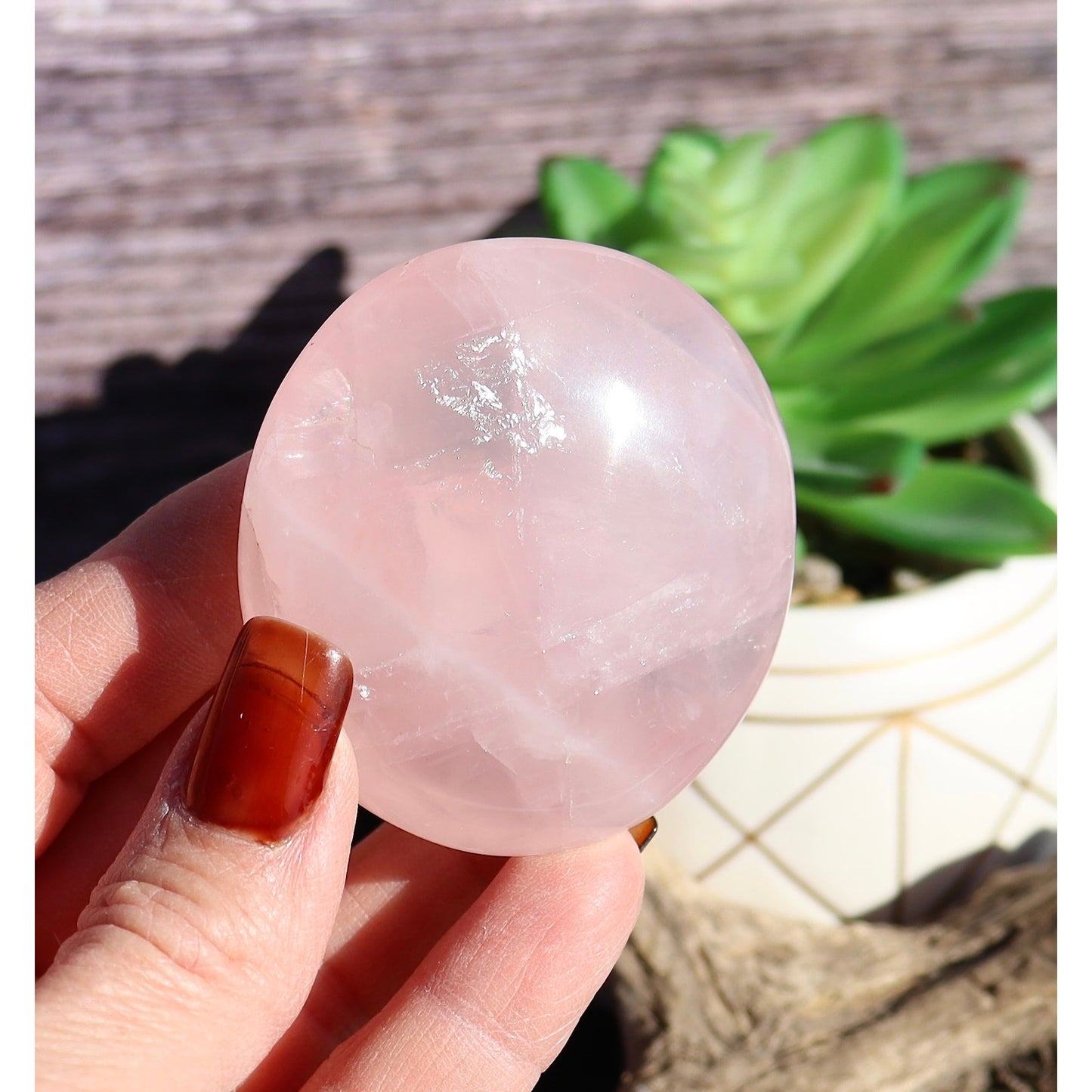 Rose Quartz Palm Stone, Heart Chakra