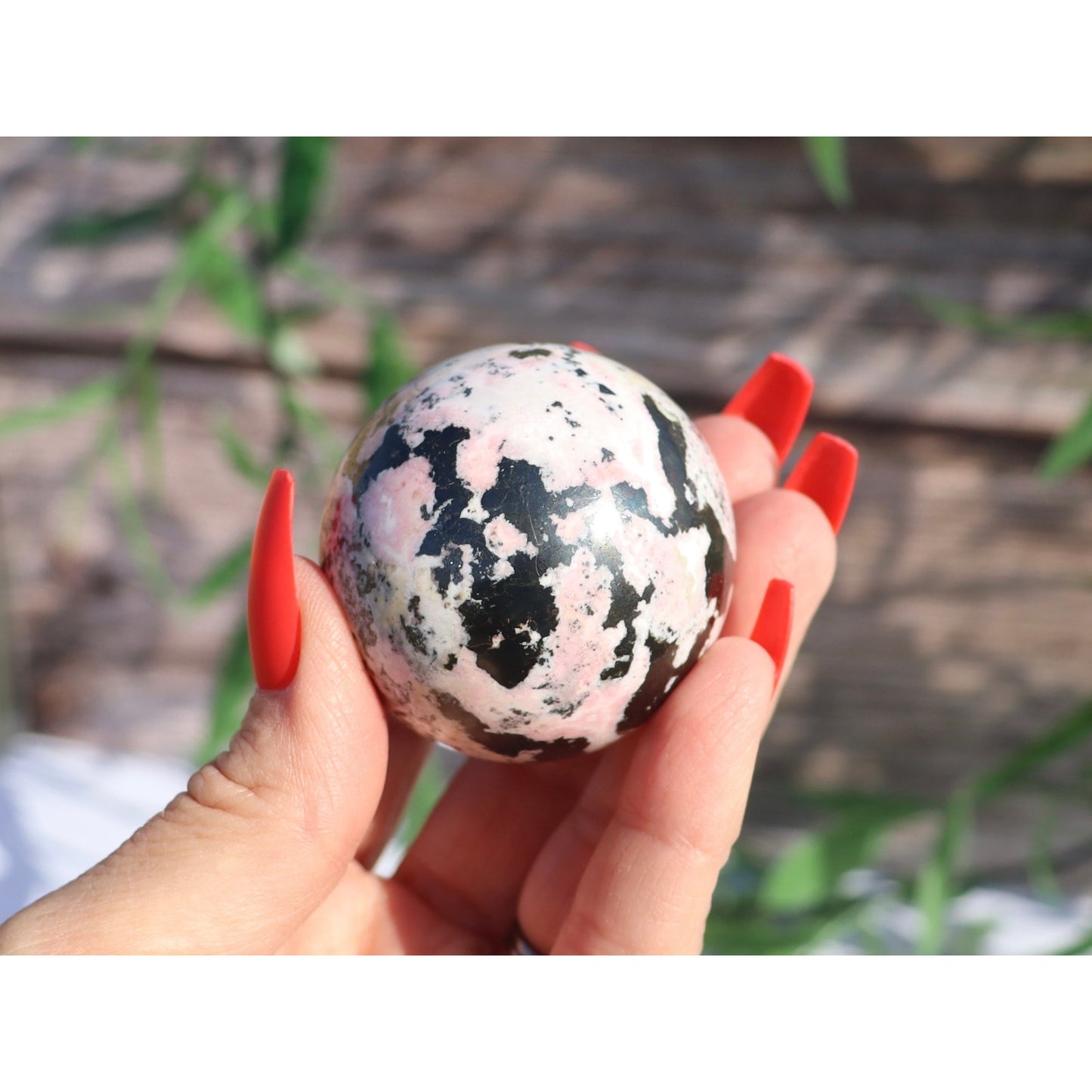 High Quality Rhodonite Sphere, Heart Chakra