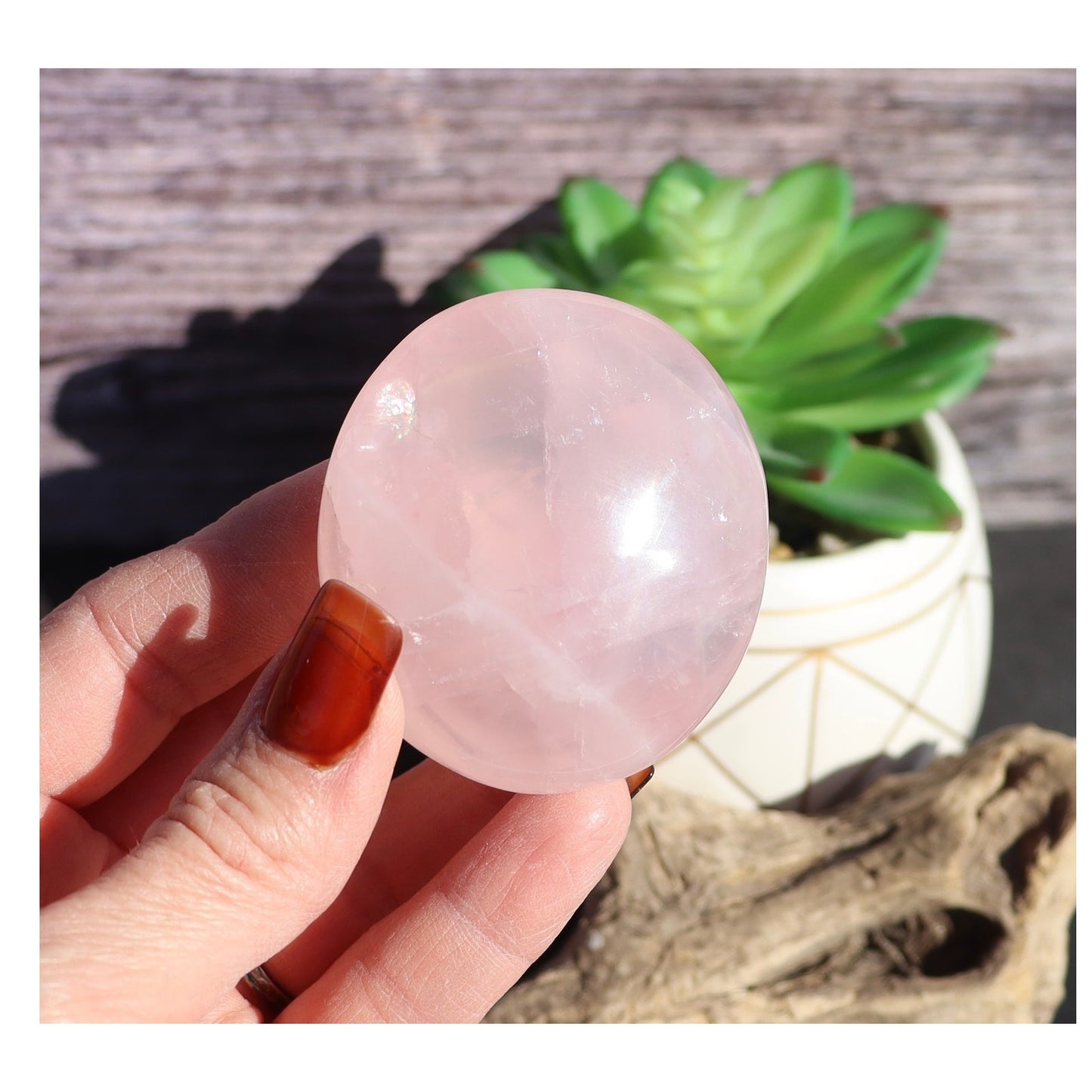 Rose Quartz Palm Stone, Heart Chakra