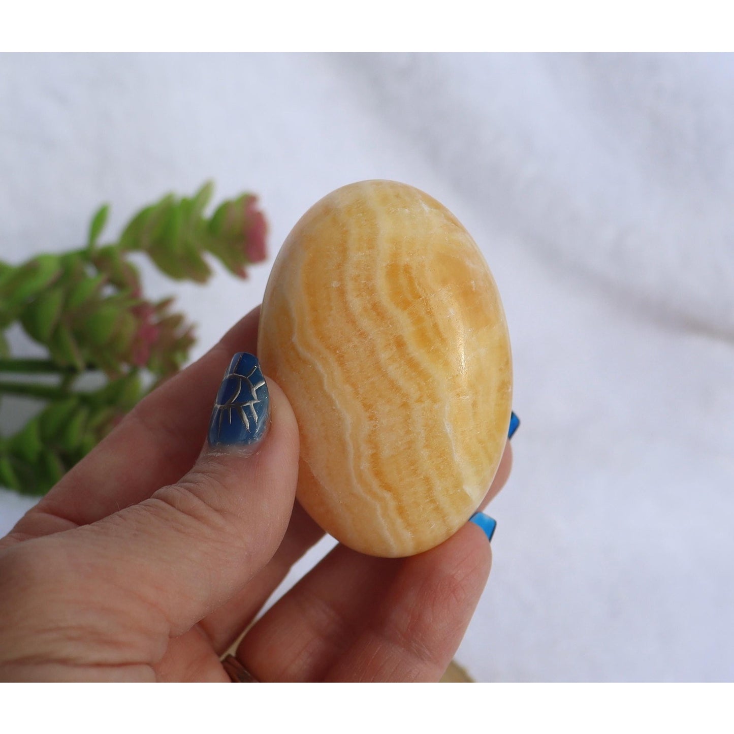 Orange Banded Calcite Palm Stone