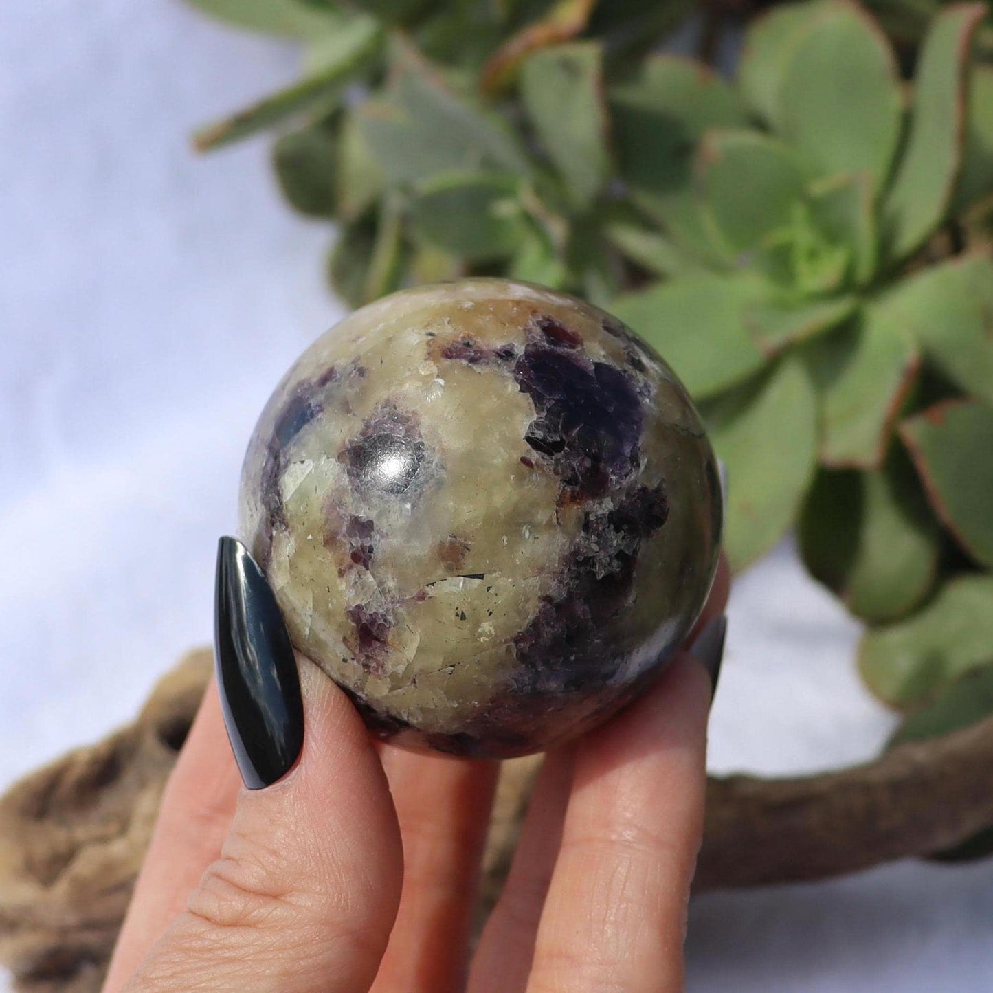 Purple Haze Sphere, Purple Fluorite in Yellow Calcite