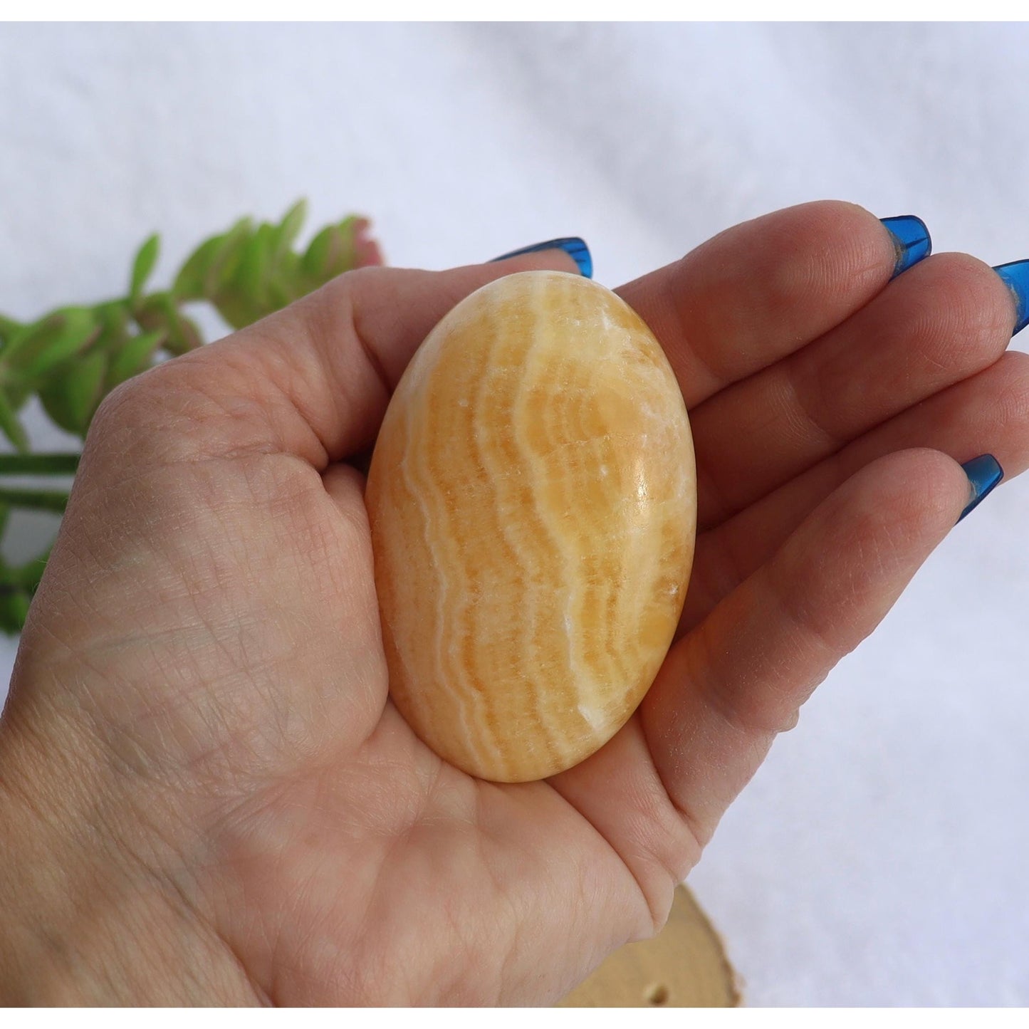 Orange Banded Calcite Palm Stone