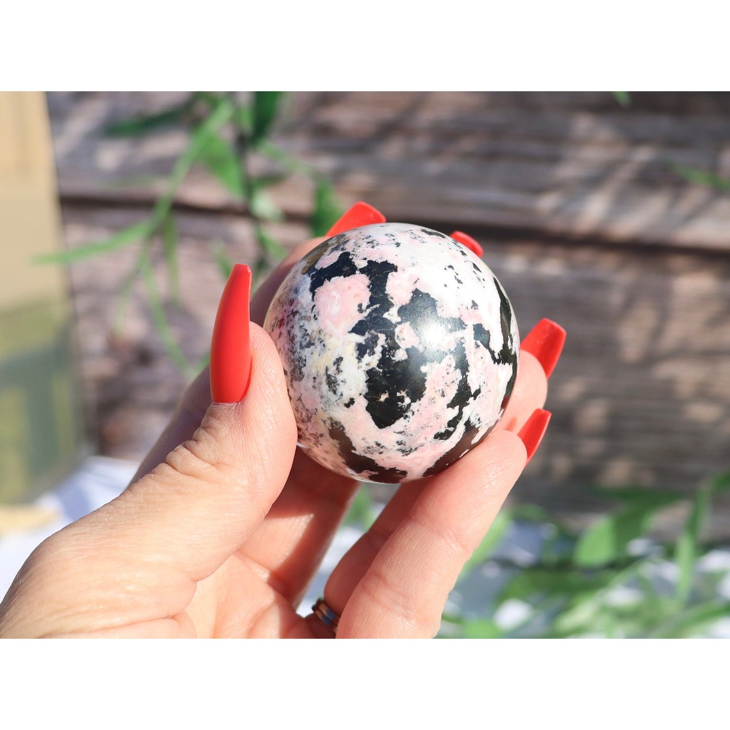 High Quality Rhodonite Sphere, Heart Chakra