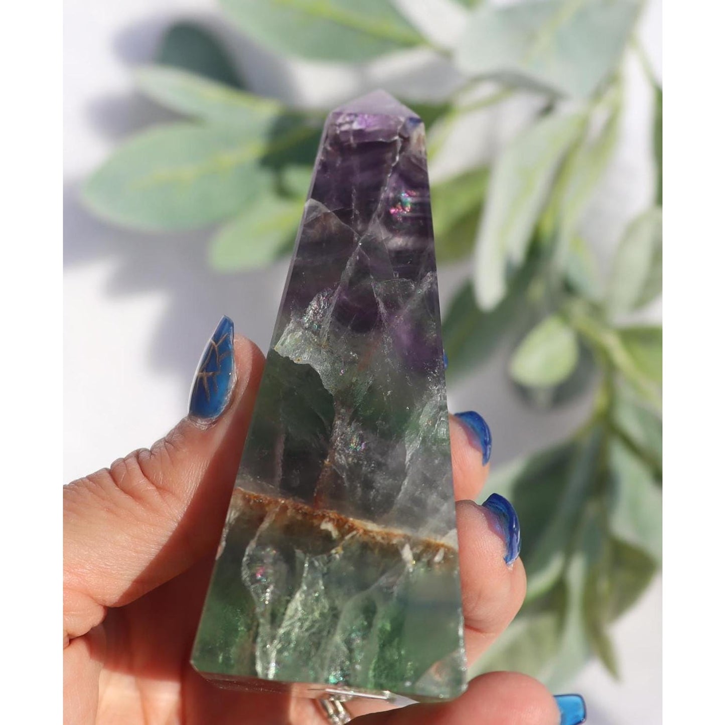 Green and Purple Fluorite Obelisk