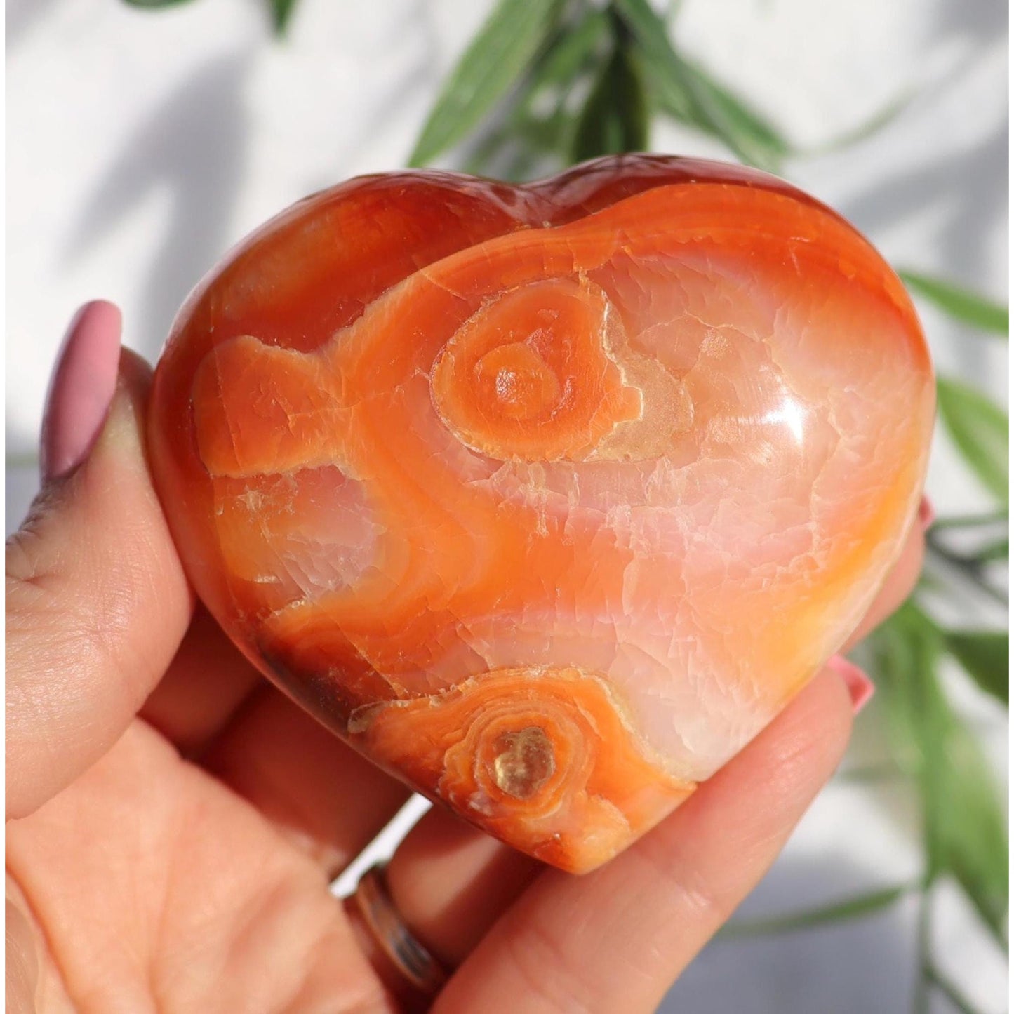 Carnelian Crystal Heart Carving from Madagascar