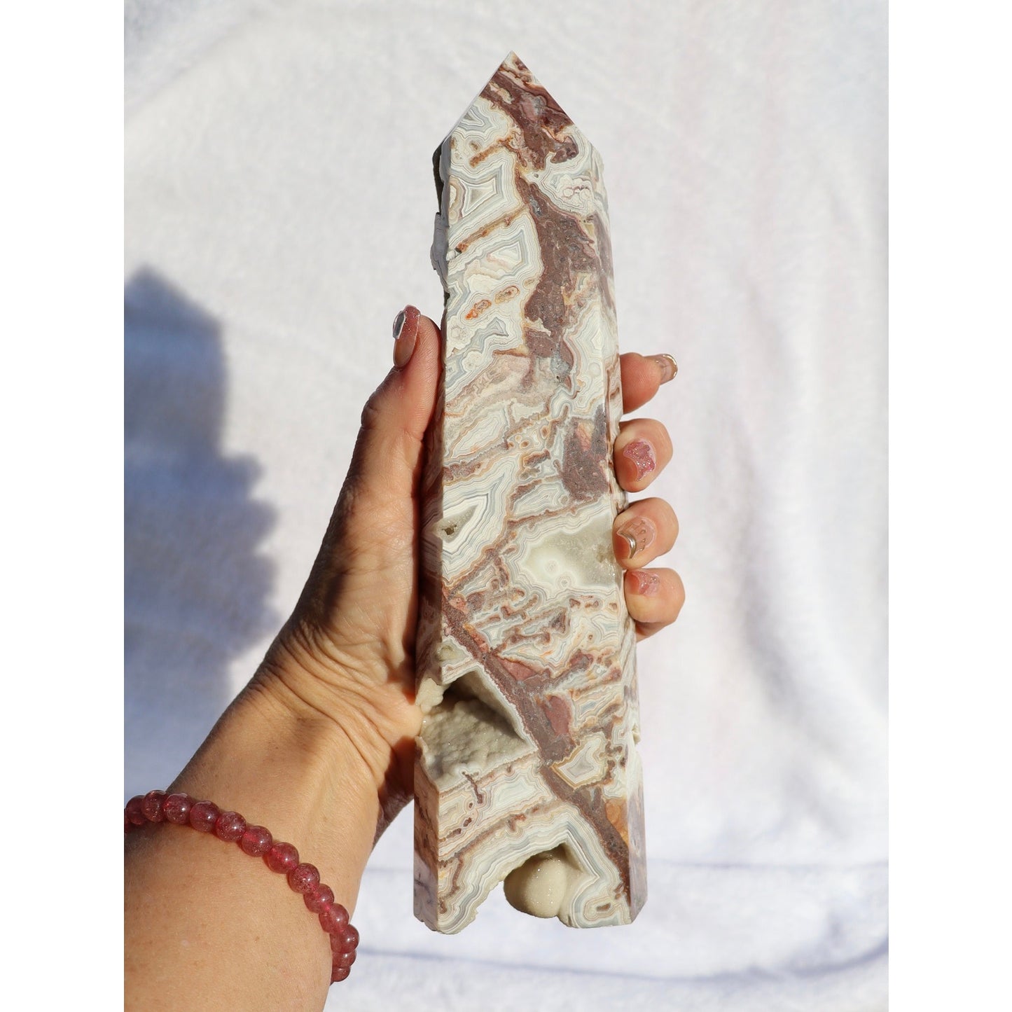 Druzy Mexican Crazy Lace Agate Obelisk