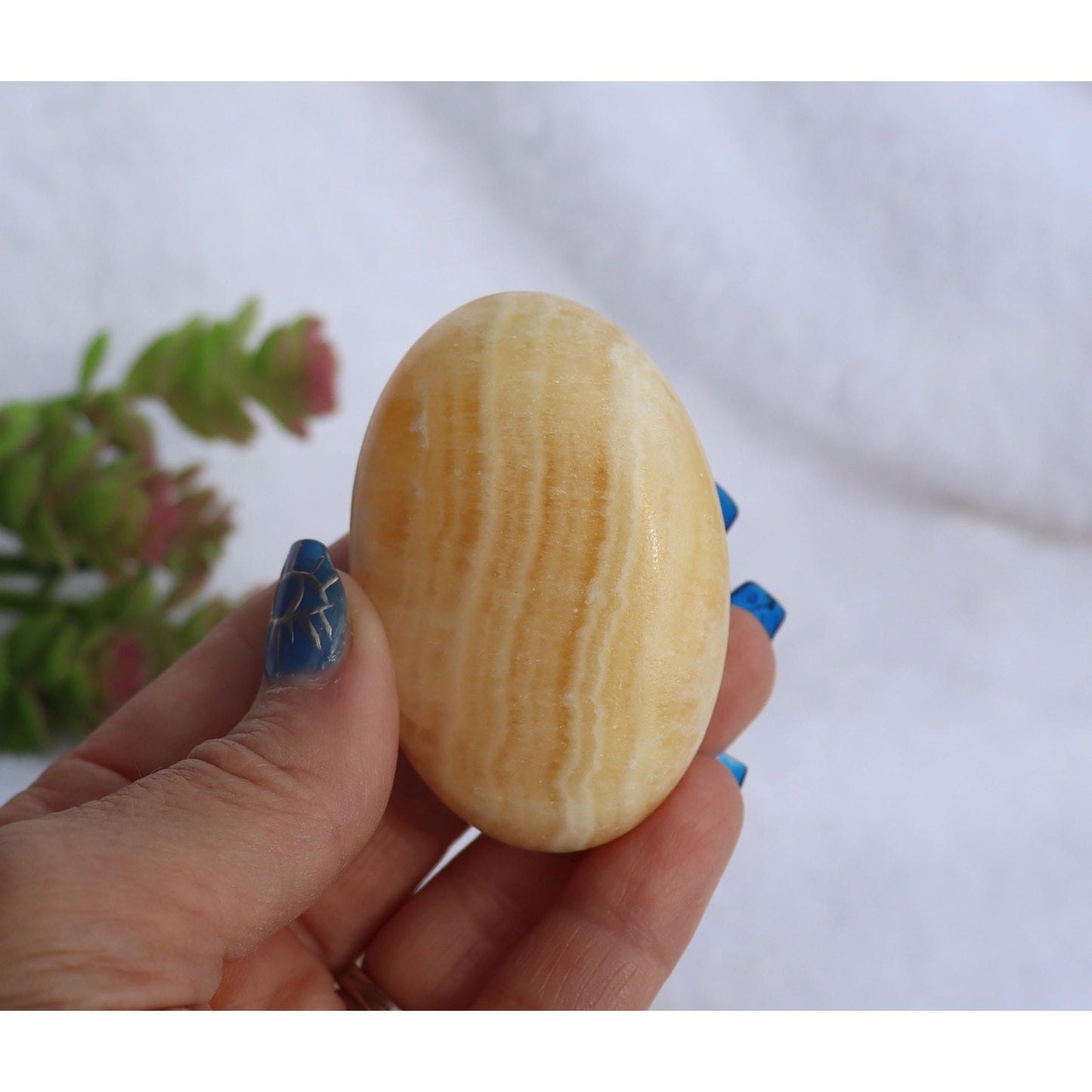 Orange Banded Calcite Palm Stone