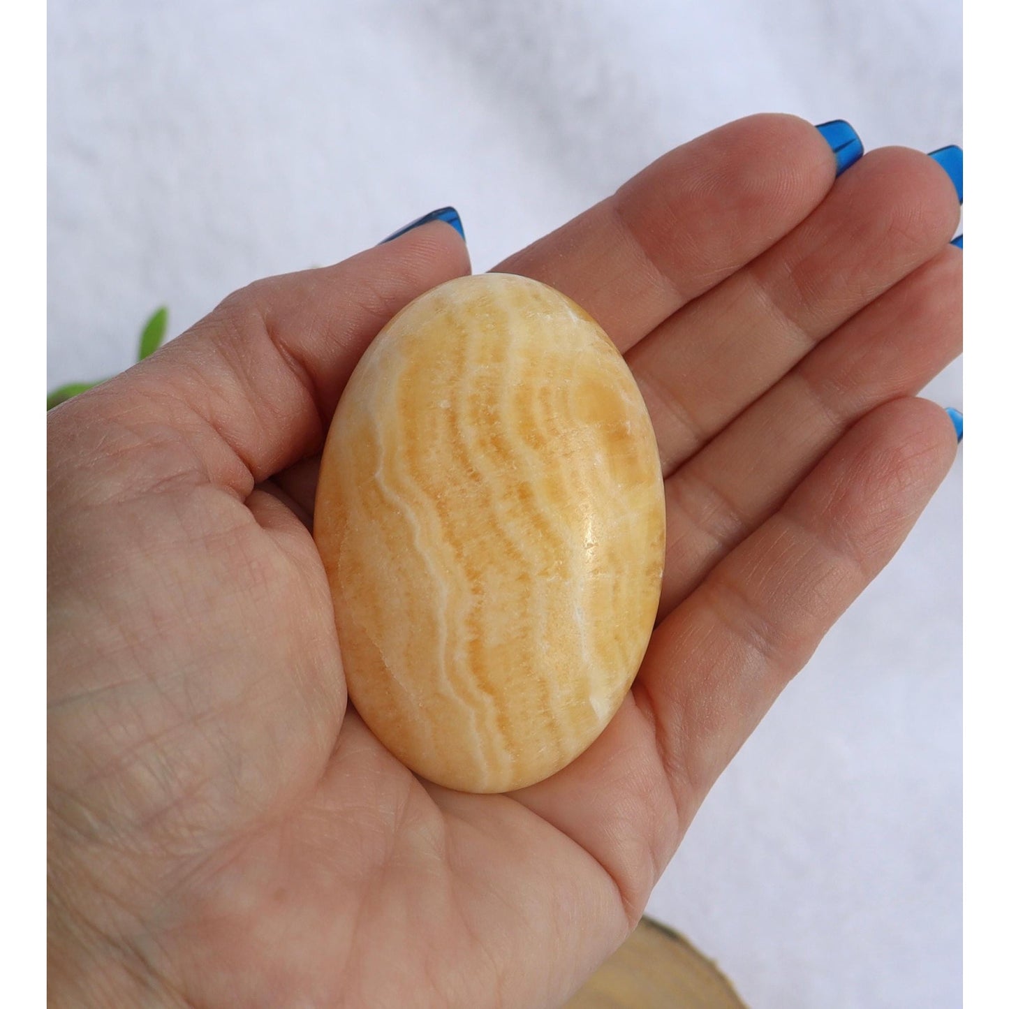 Orange Banded Calcite Palm Stone