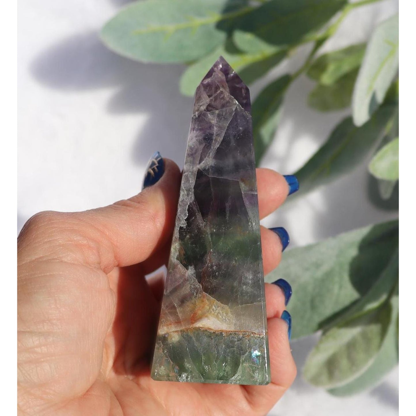 Green and Purple Fluorite Obelisk