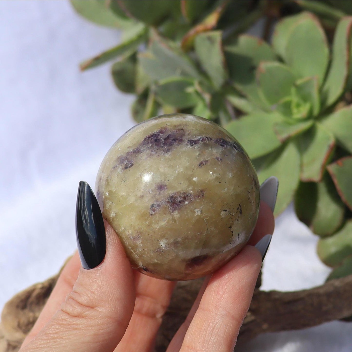 Purple Haze Sphere, Purple Fluorite in Yellow Calcite