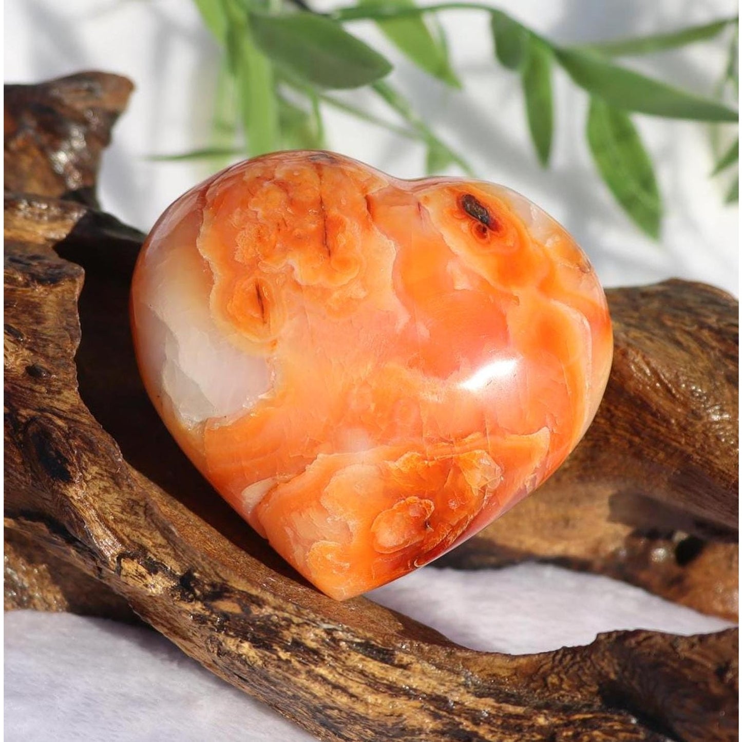 Carnelian Crystal Heart Carving from Madagascar