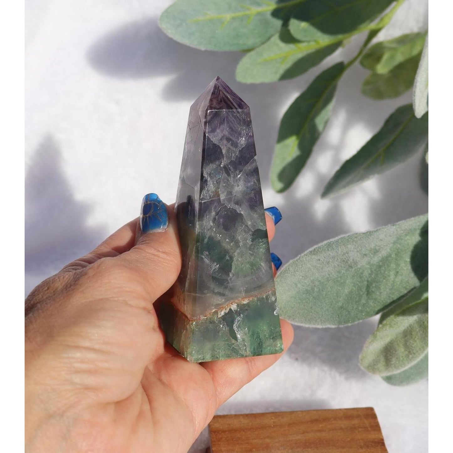 Green and Purple Fluorite Obelisk