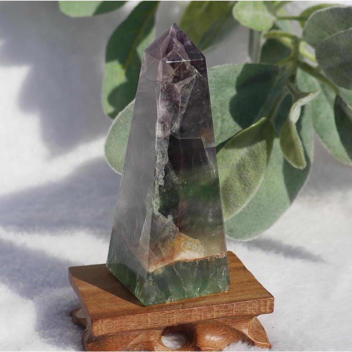 Green and Purple Fluorite Obelisk